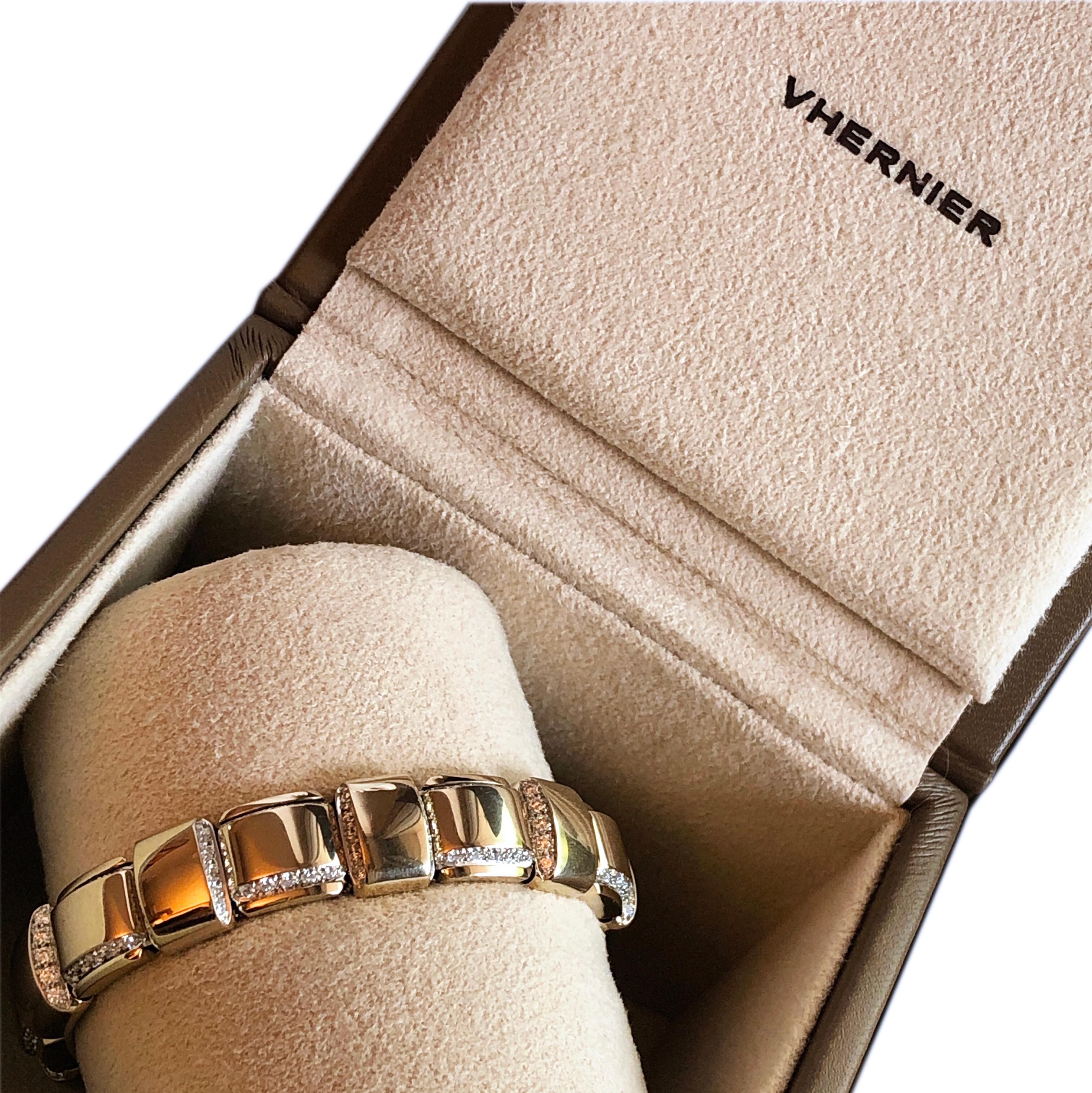 Women's Vhernier Giunco Collection White Diamond White Gold Palladium Bracelet