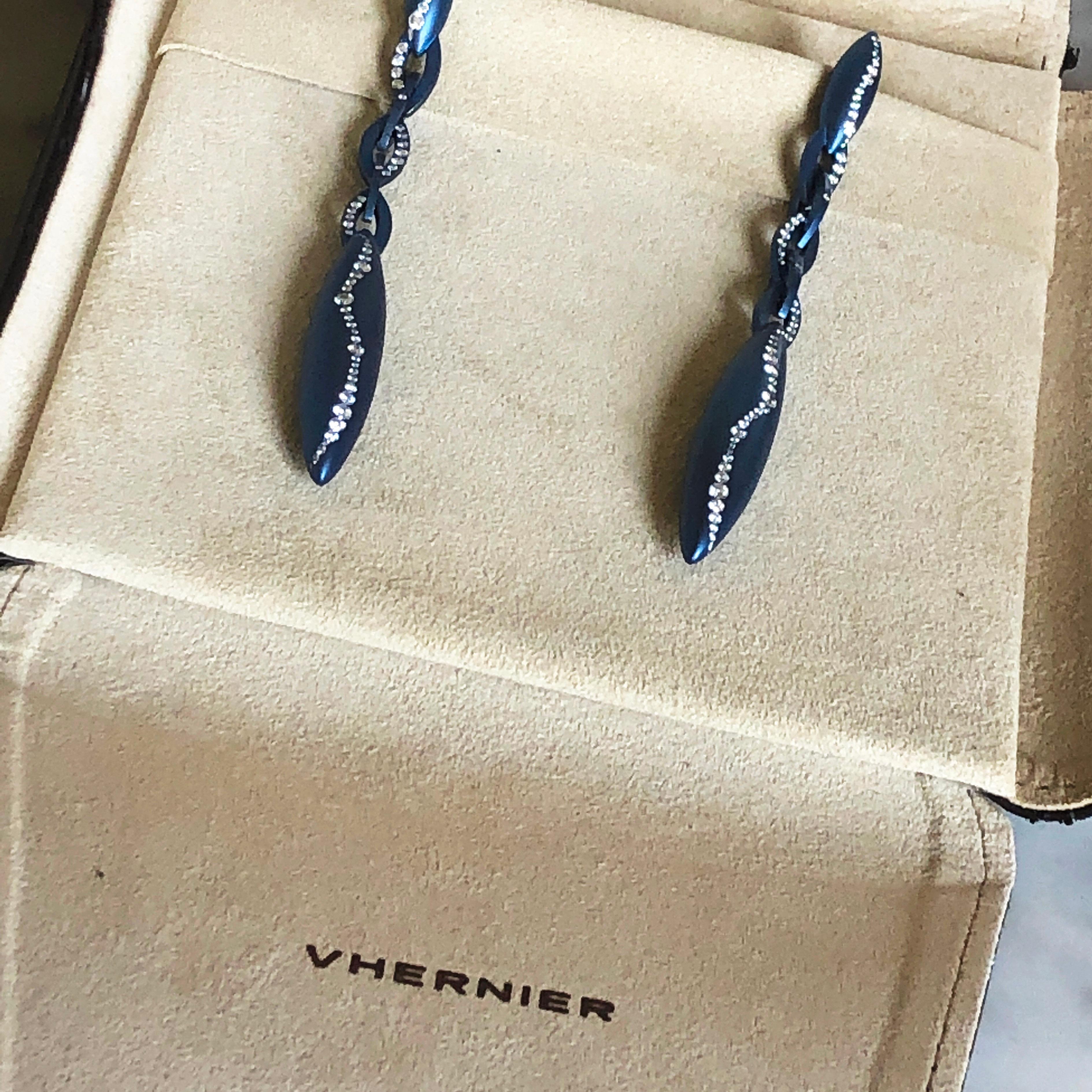 Vhernier Fuseau White Diamond Blue Titanium Earrings 5