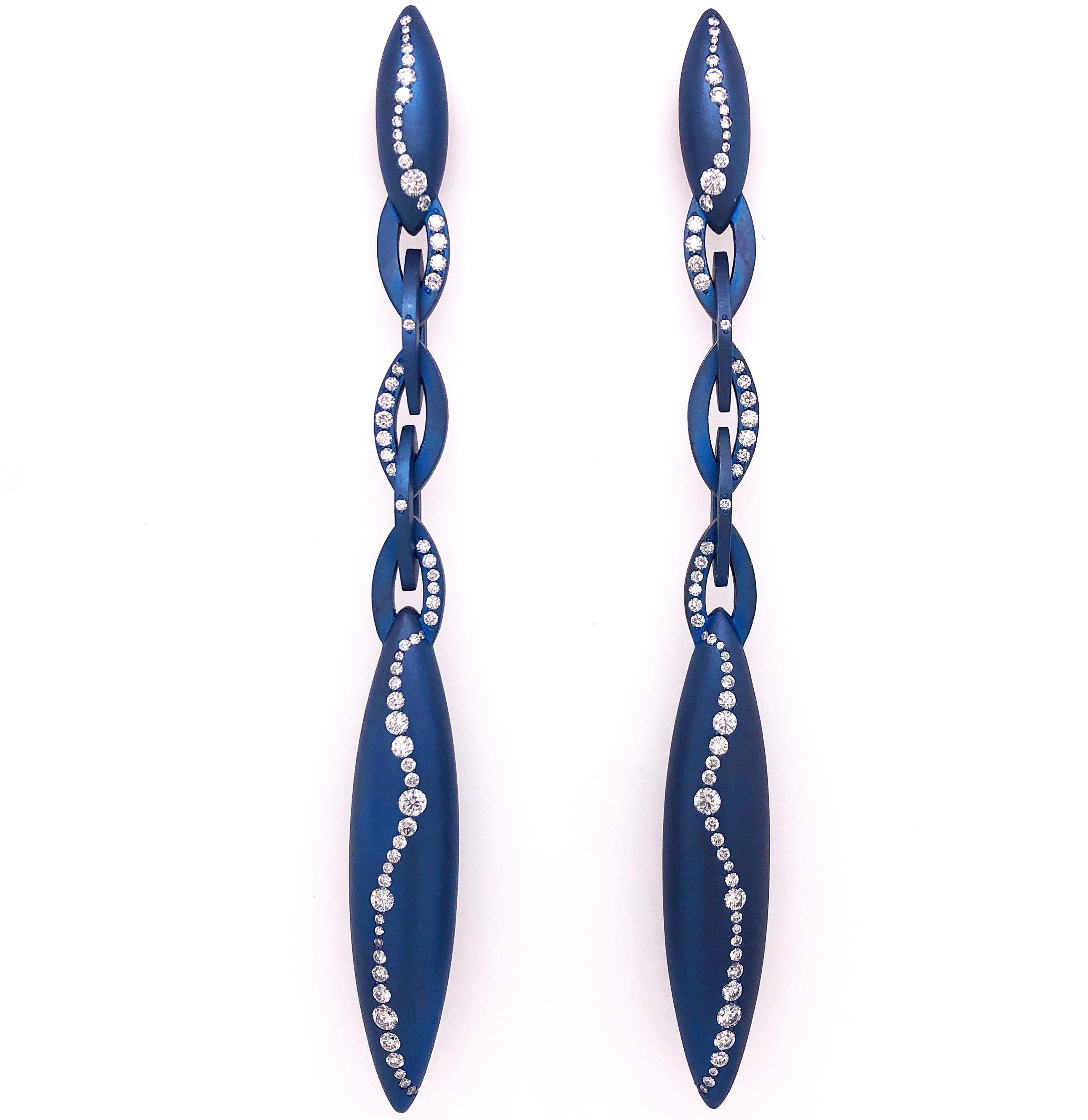 Vhernier Fuseau White Diamond Blue Titanium Earrings 13