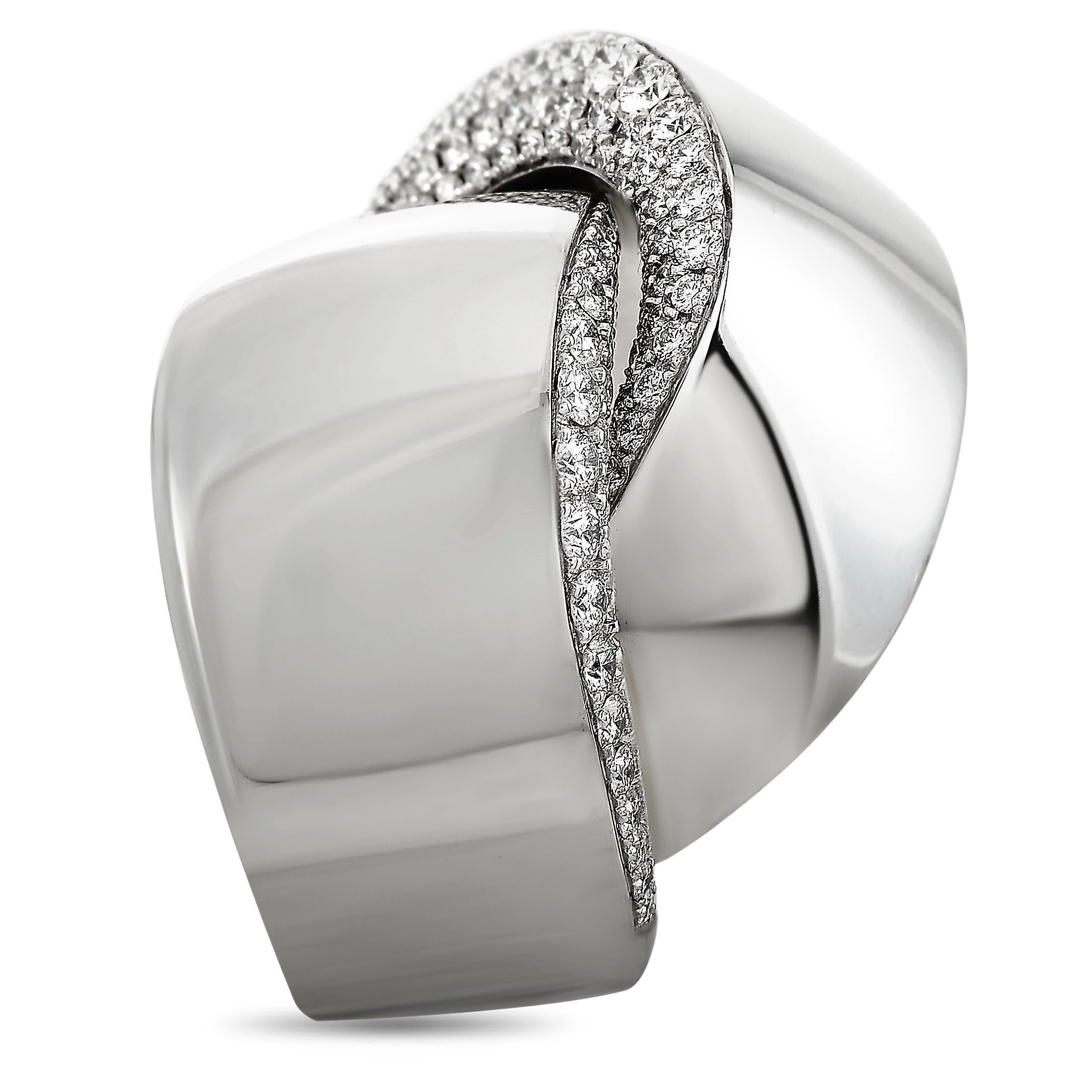 Vhernier Abbraccio 18 Karat Weißgold 1,17 Karat Diamantring (Rundschliff)