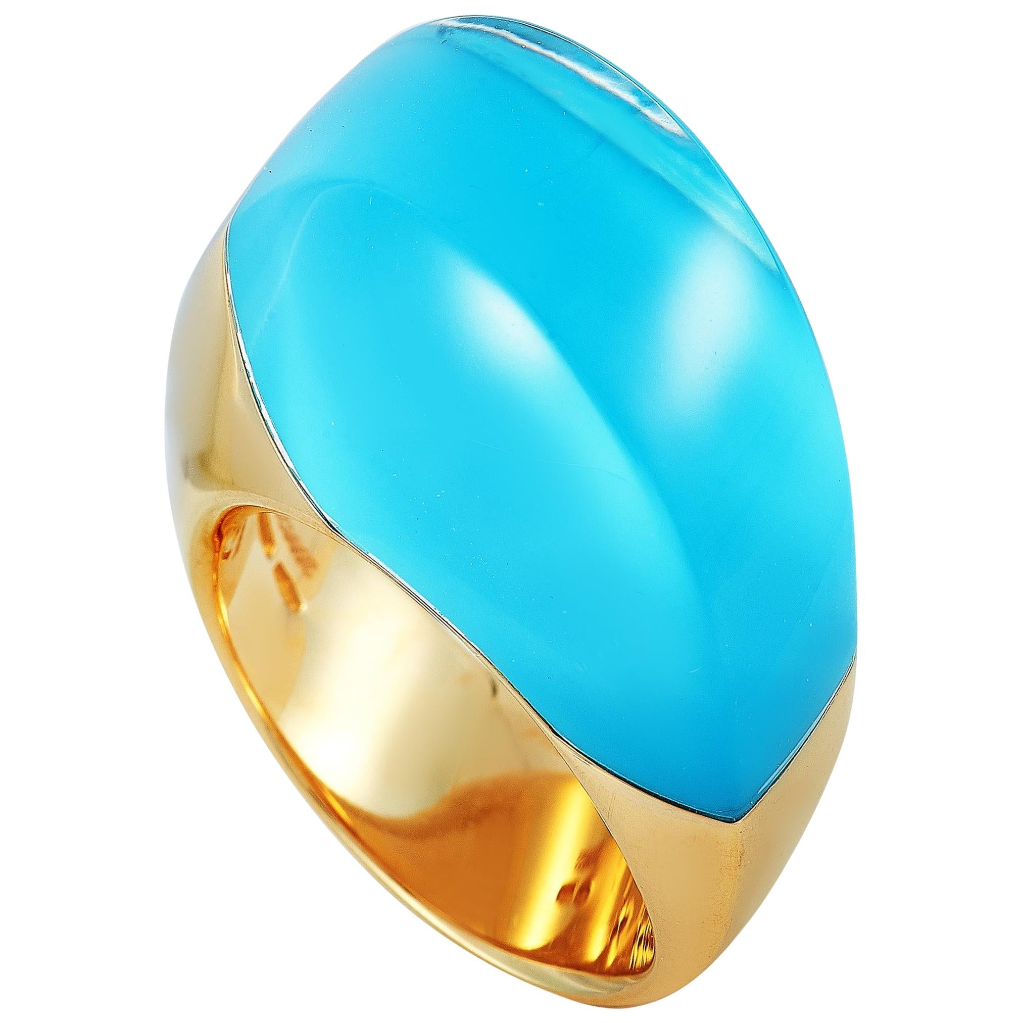 Vhernier Aladino 18 Karat Rose Gold Turquoise and Rock Crystal Ring