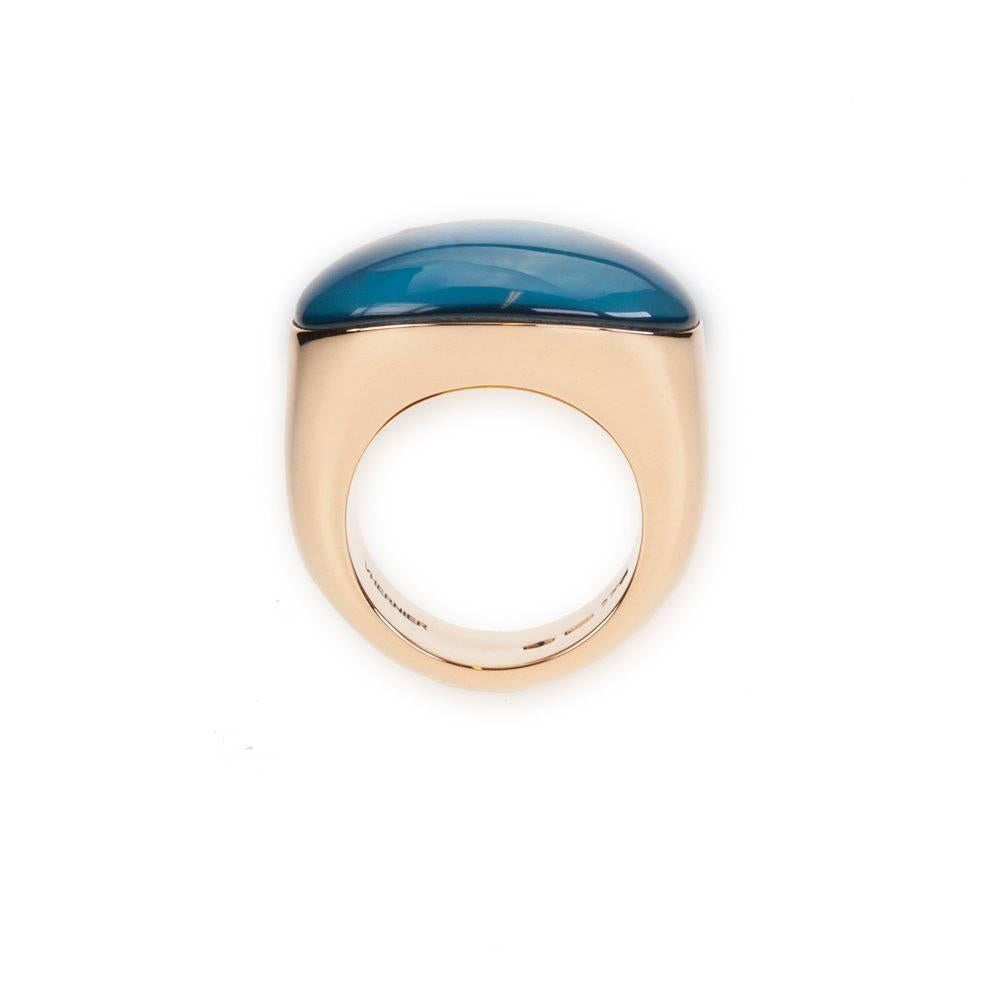 Women's Vhernier Blue Topaz Mother-of-Pearl Rose Gold Smart Ring For Sale