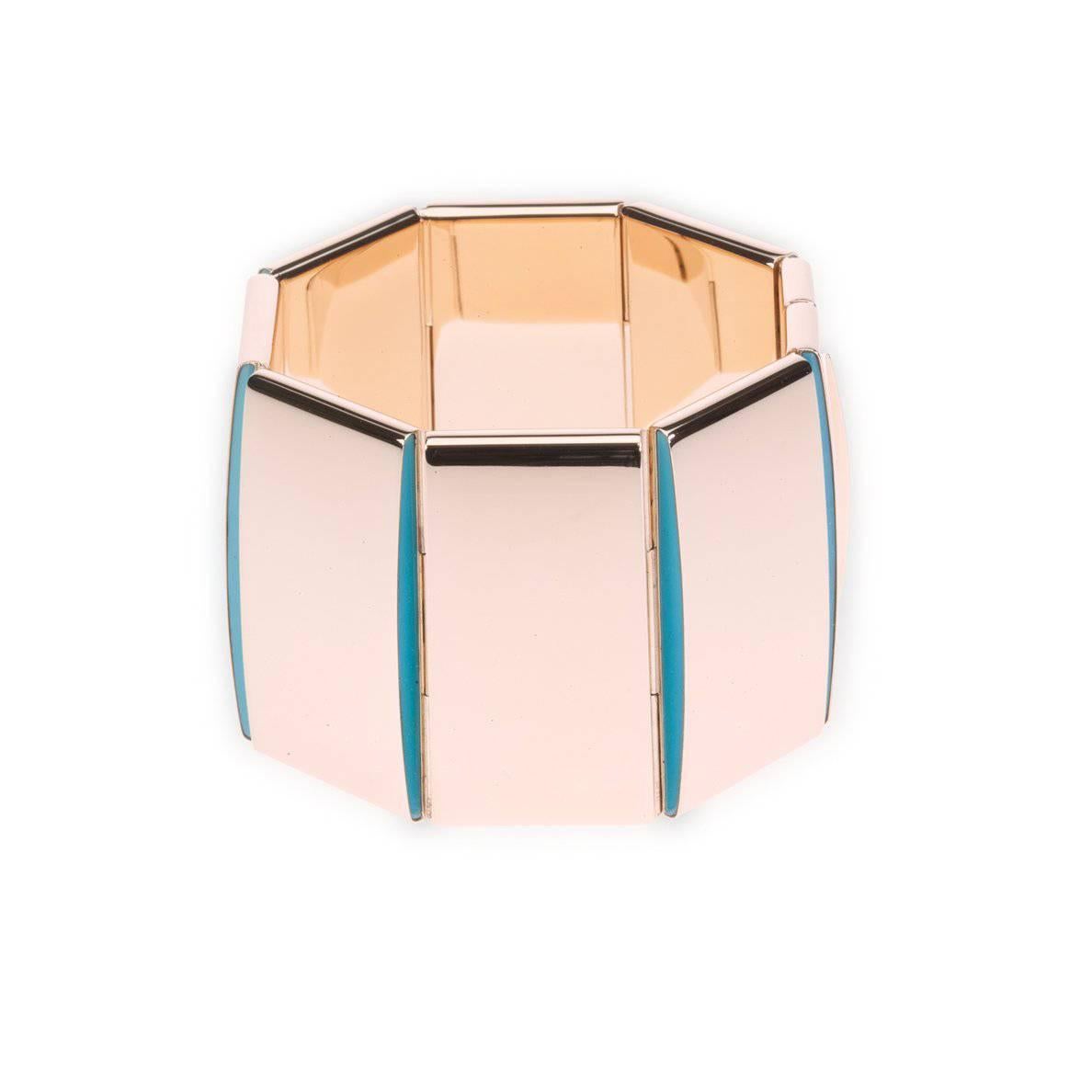 Contemporary Vhernier Bridge Rose Gold and Turquoise Bracelet For Sale