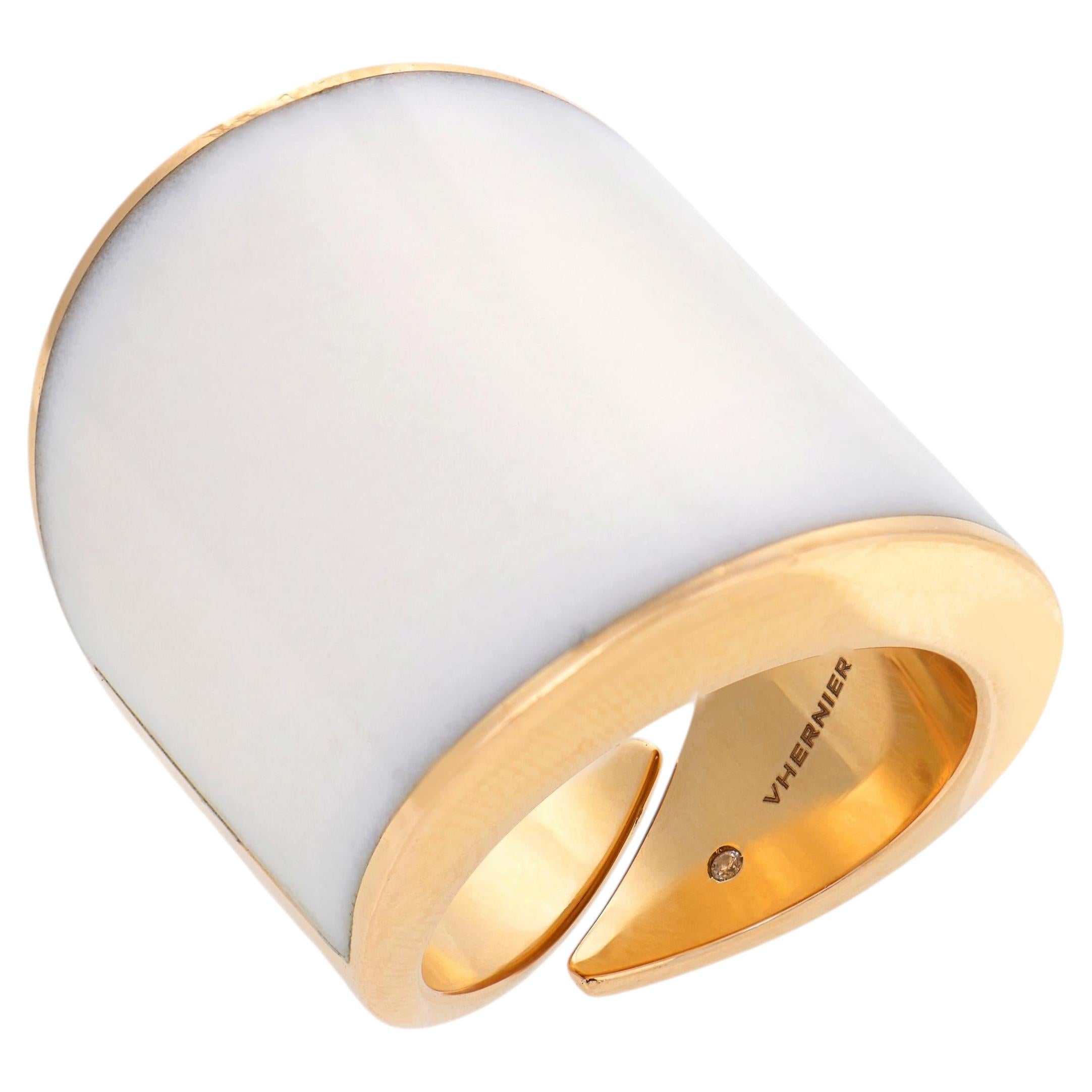 Vhernier cacholong 18k rose gold Vague ring For Sale
