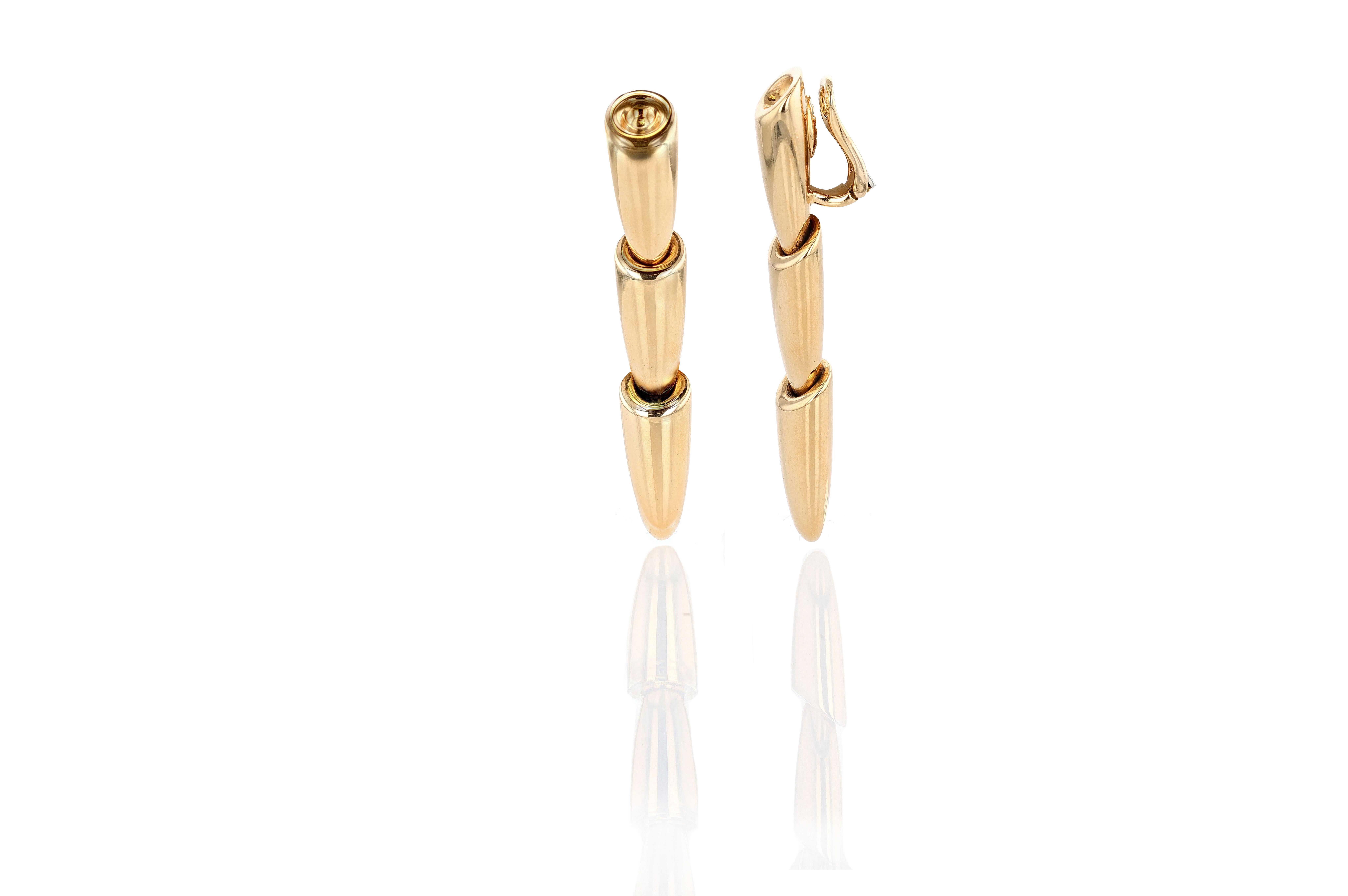 Vhernier Calla Media in oro rosa 18 carati 3 clip per orecchie a goccia In condizioni ottime in vendita a Princeton, NJ