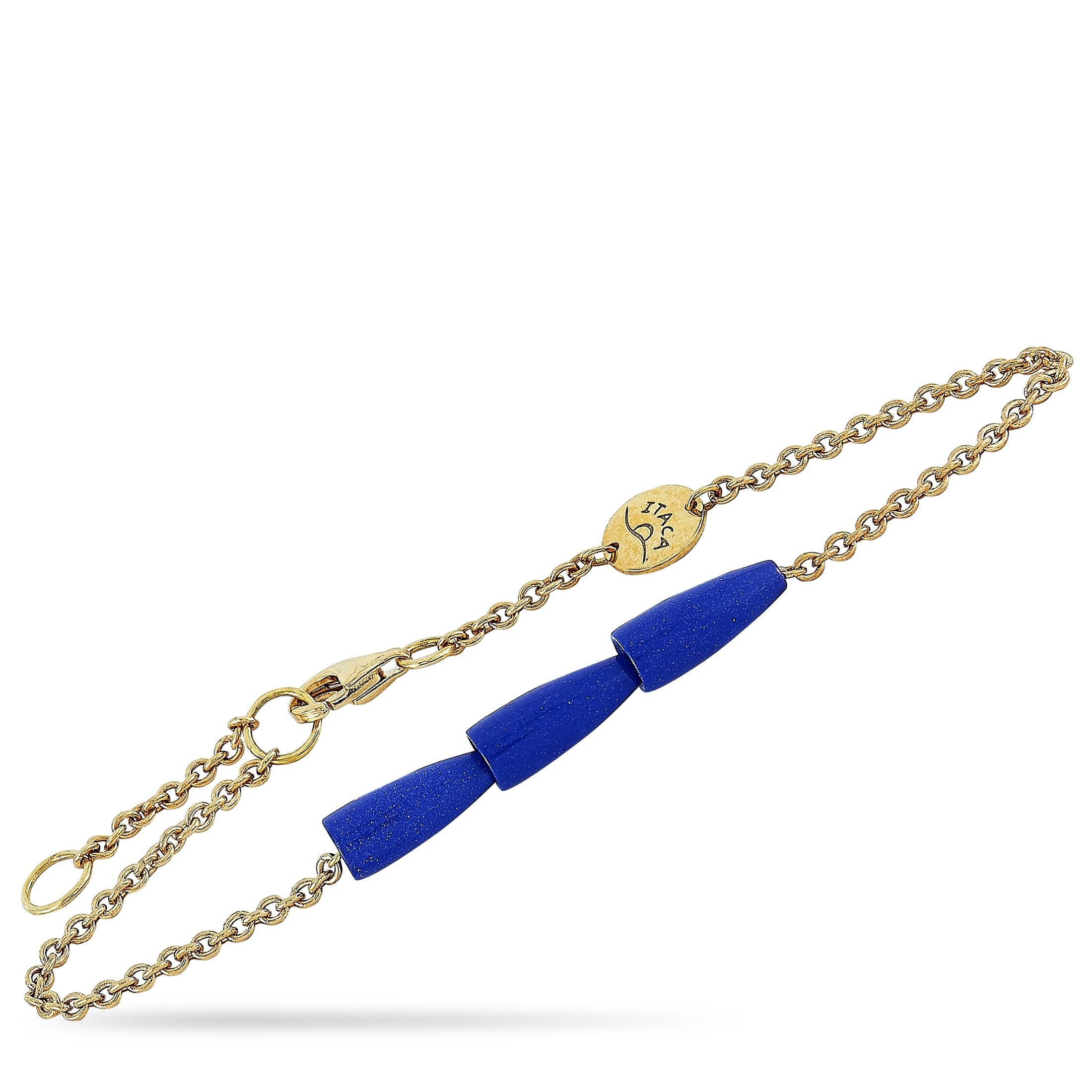 Women's Vhernier Calla Mini 18 Karat Yellow Gold Lapis Lazuli Bracelet