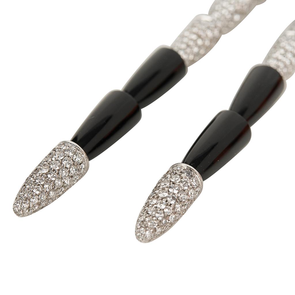 Contemporain Vhernier Ensemble collier / boucles d'oreilles Calla Diamants Onyx noir Or blanc 18 carats