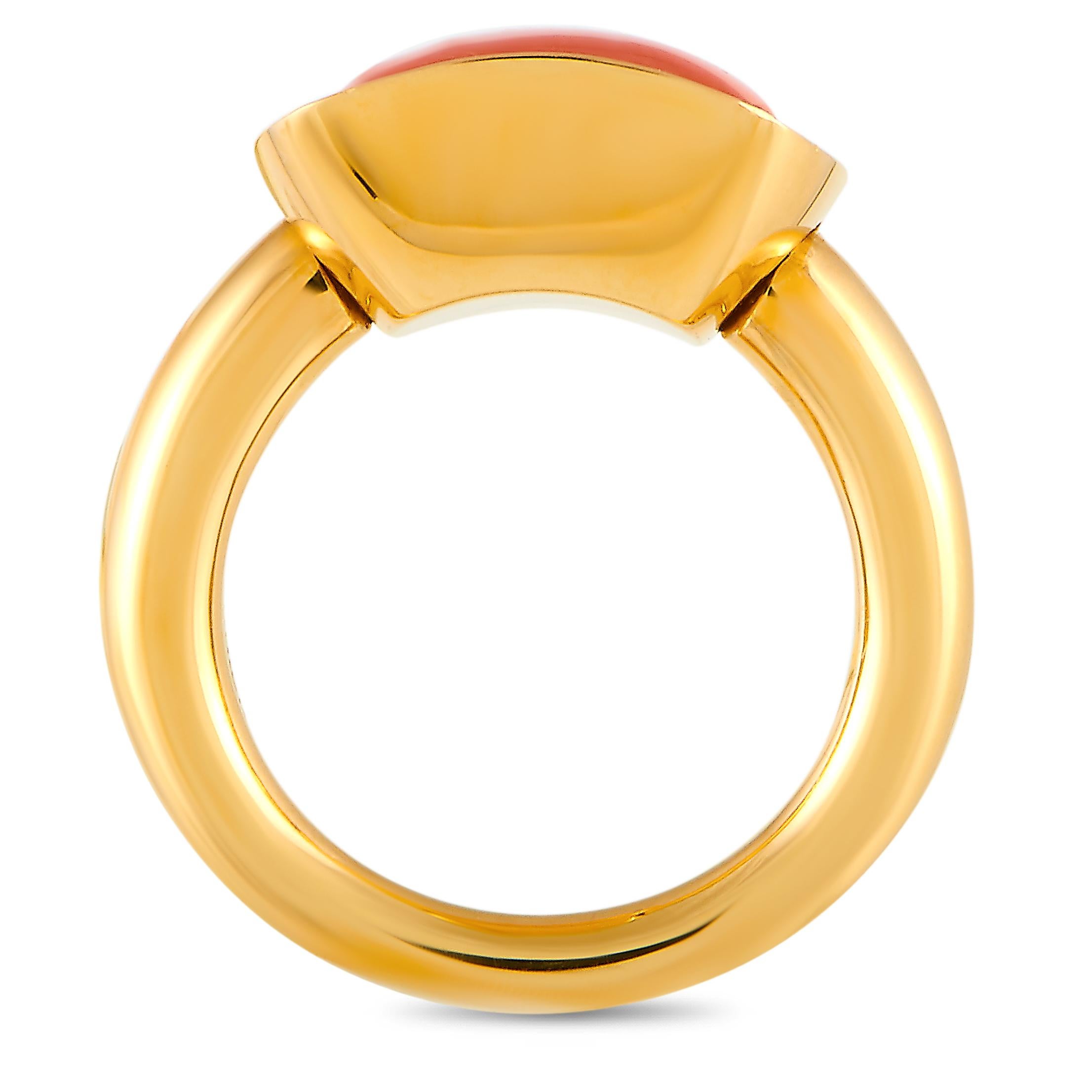 Women's Vhernier Cardinale Piccolo 18 Karat Rose Gold 0.21 Carat Diamond and Coral Ring