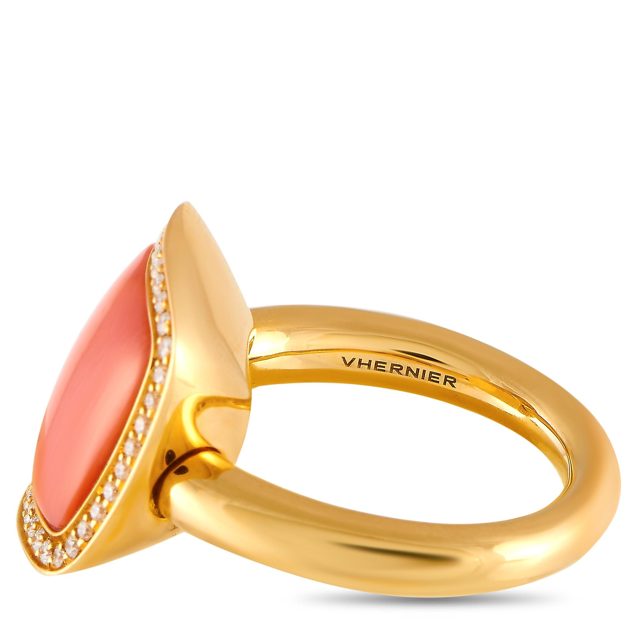Vhernier Cardinale Piccolo 18 Karat Rose Gold 0.21 Carat Diamond and Coral Ring 1
