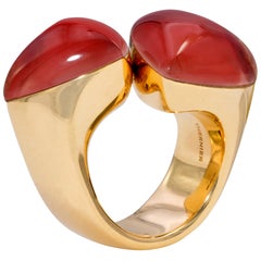Vhernier Carnelian, Rock Crystal and Gold Freccia Ring