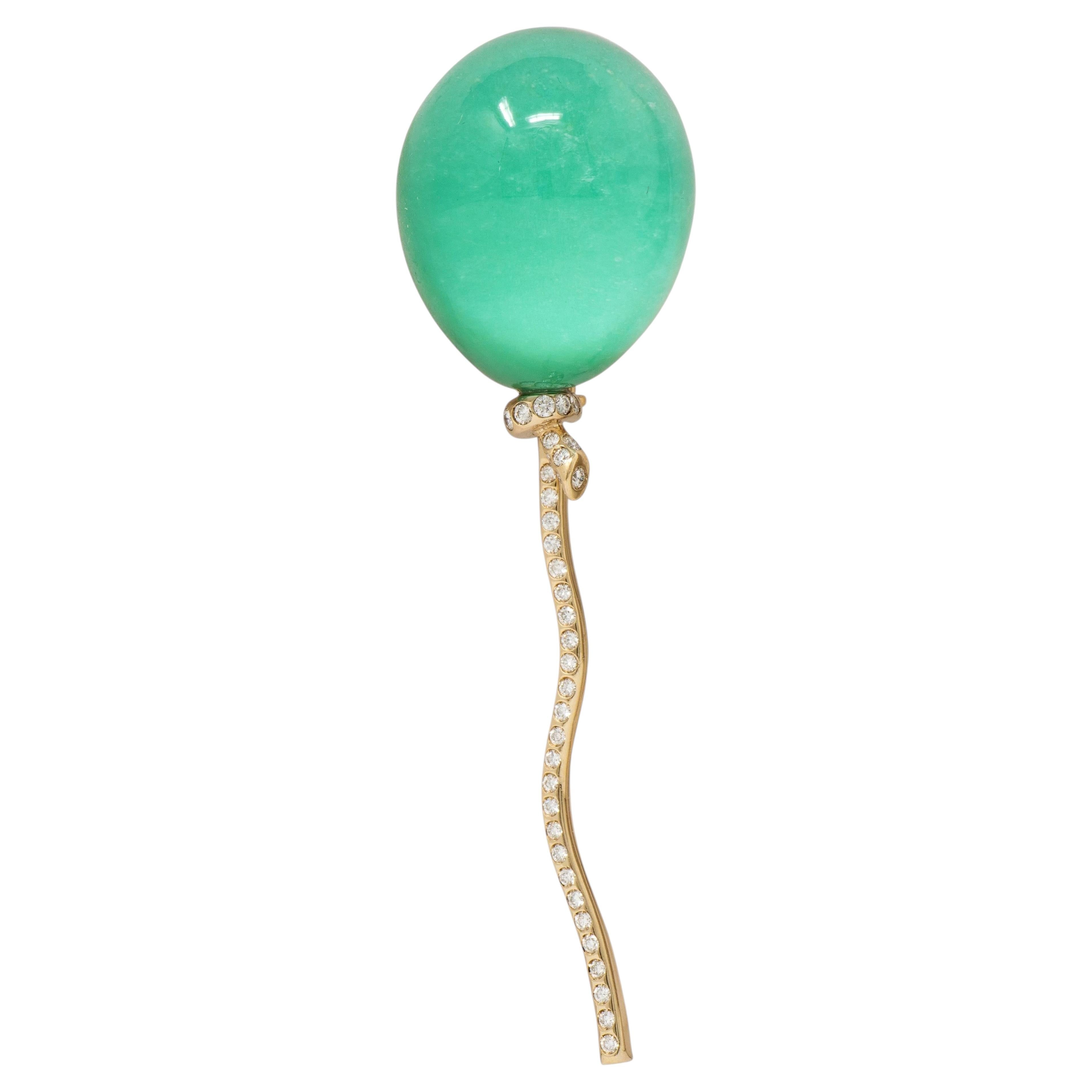 Broche « Palloncino » (ballon) Vhernier en or 18 carats, avec chrysoprase et diamant