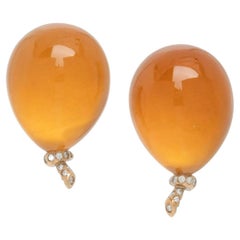 Boucles d'oreilles ballon Vhernier en citrine, cristal de roche et diamants