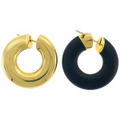 Vhernier Creole Yellow Gold Jet Hoop Earrings