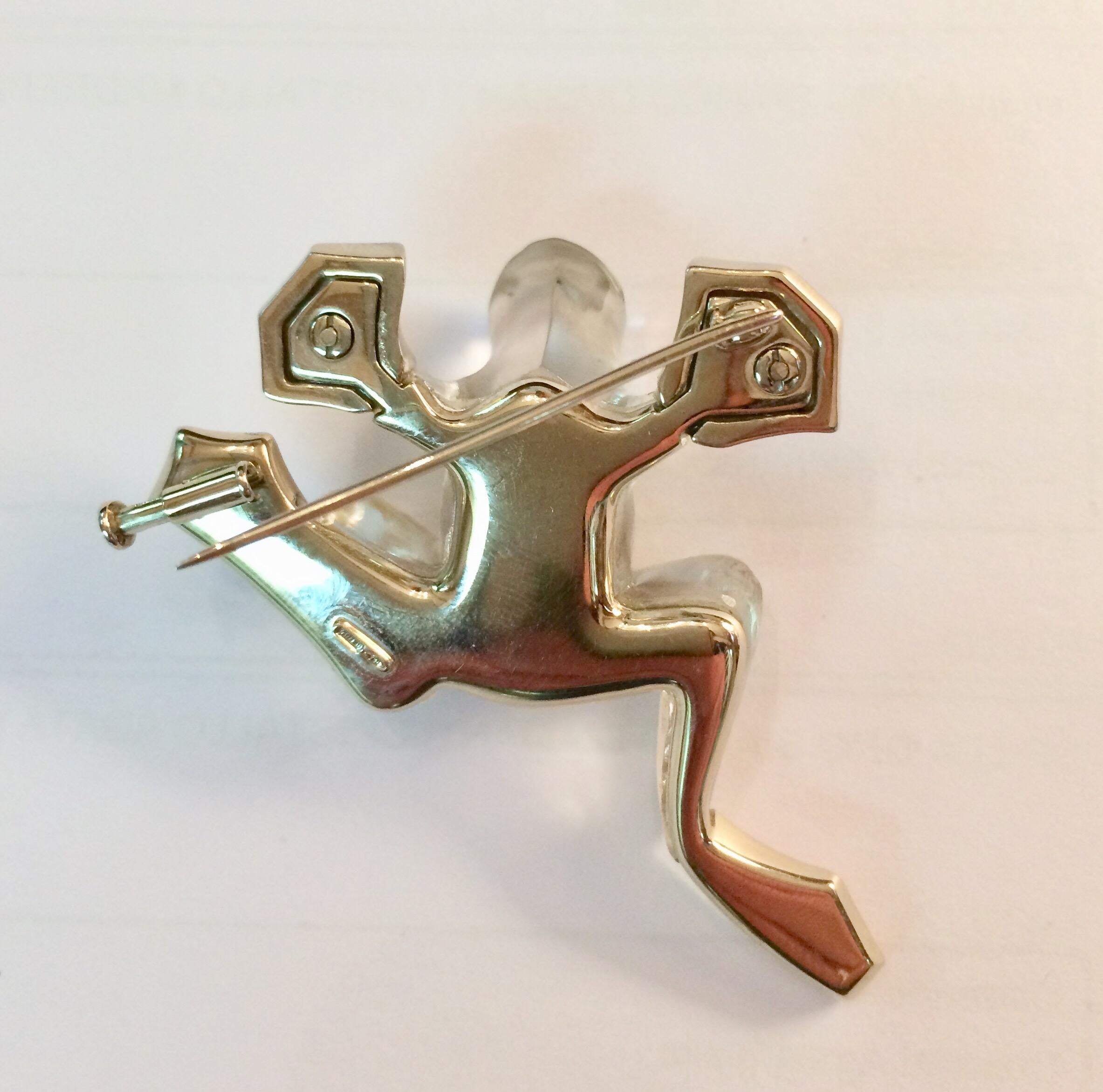 Vhernier Curved Rock Crystal Imperial Topaz Frog Brooch Set in 18 Karat Gold In New Condition For Sale In Cosenza, Italia