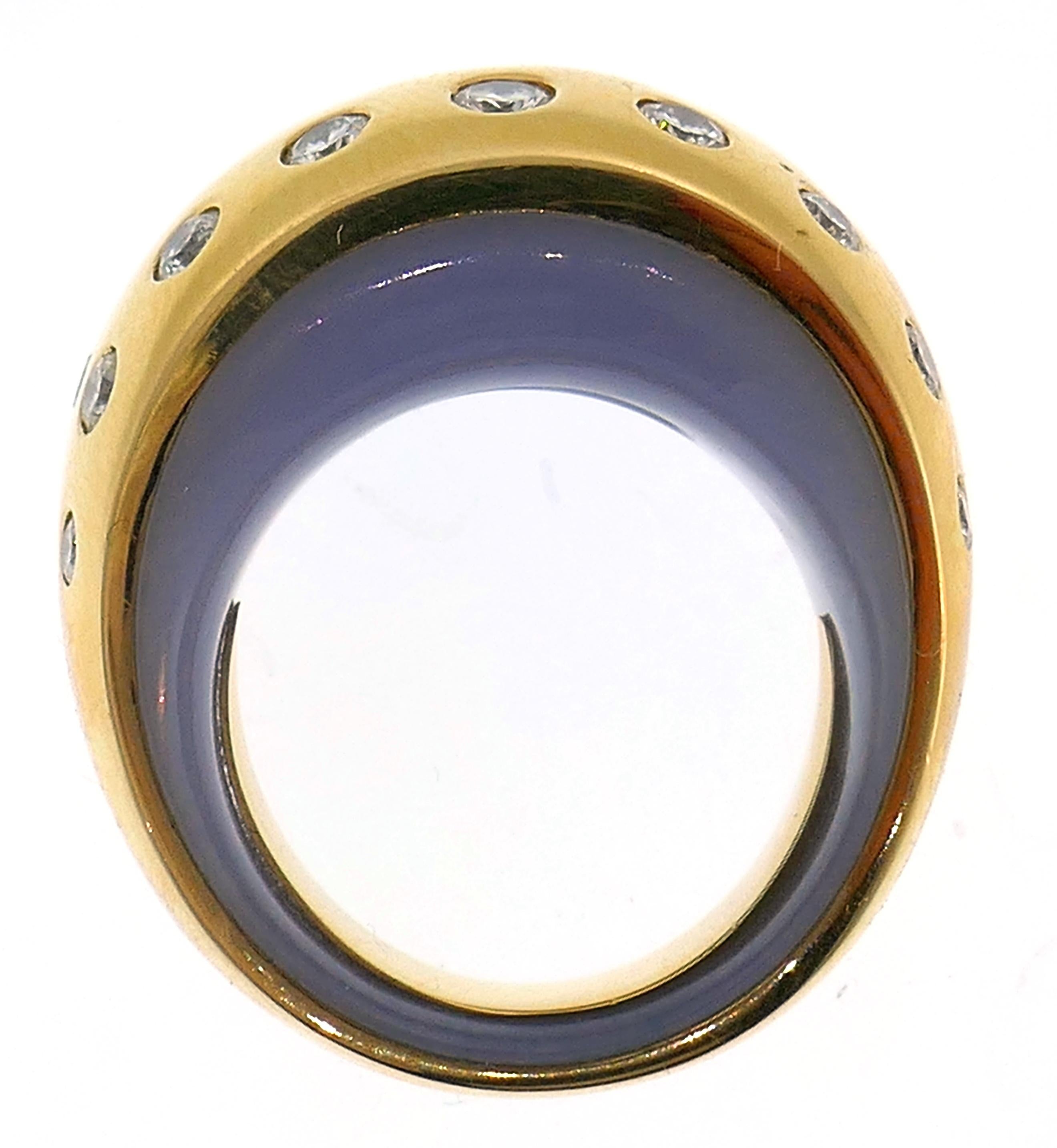 Vhernier Diamond Chalcedony Yellow Gold Ring 1
