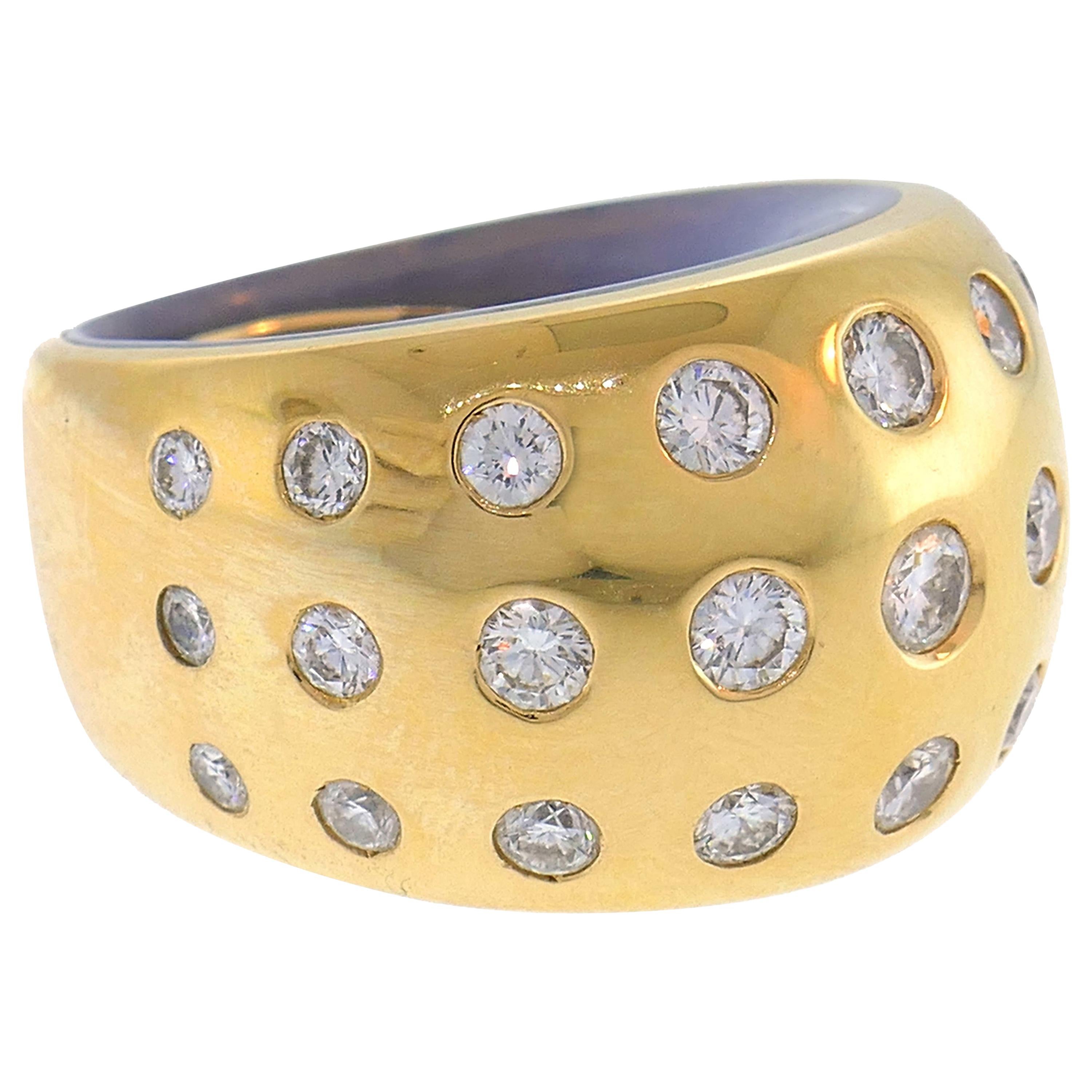 Vhernier Diamond Chalcedony Yellow Gold Ring