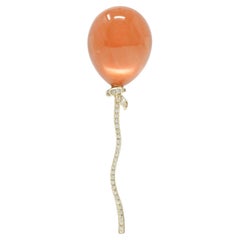 Vhernier Diamond Quartz Coral Mother-of-Pearl 18K Gold Balloon Palloncino Brooch