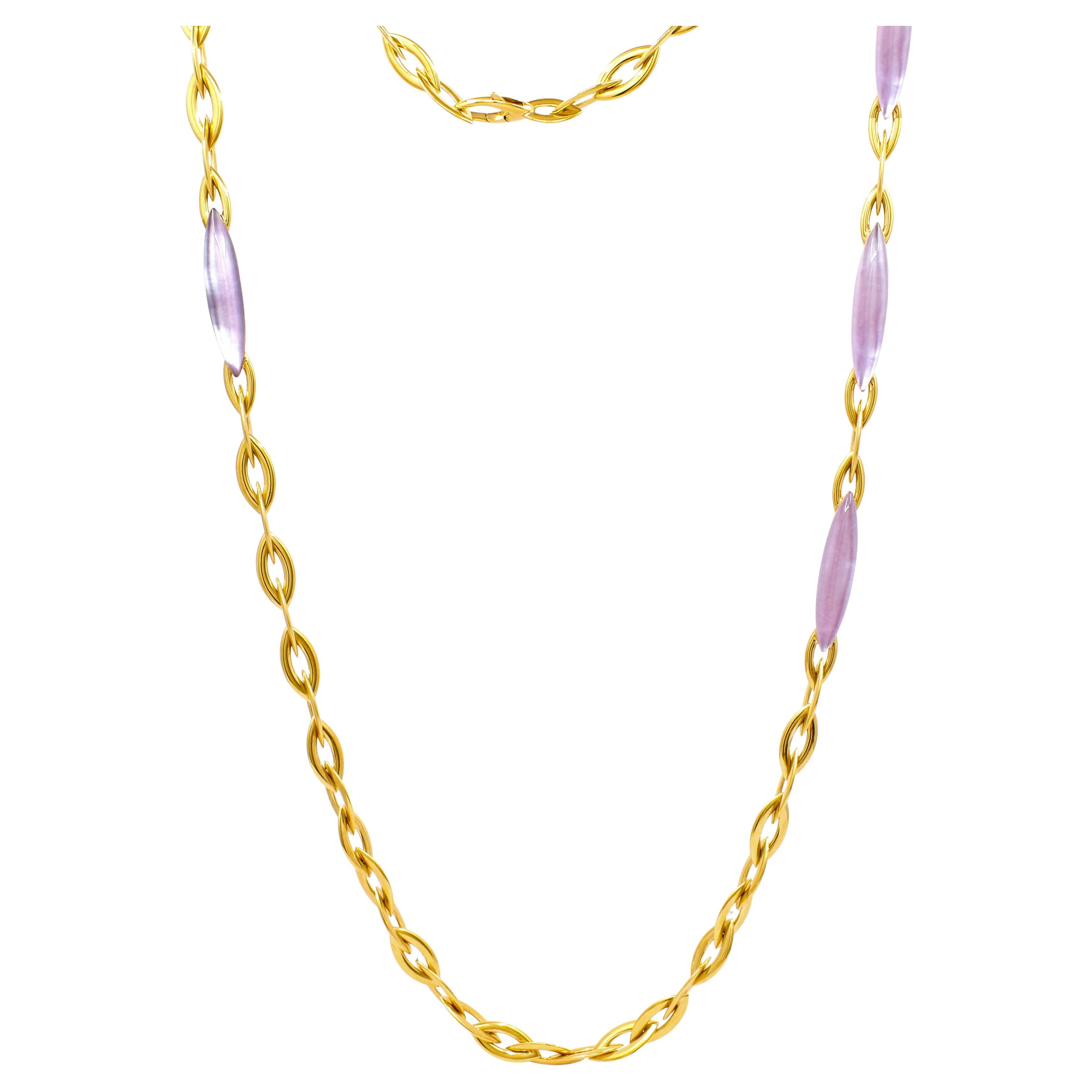 Vhernier Doppio Senso Collana a catena marquise in oro 18 carati, 40" con cristallo di rocca e in vendita