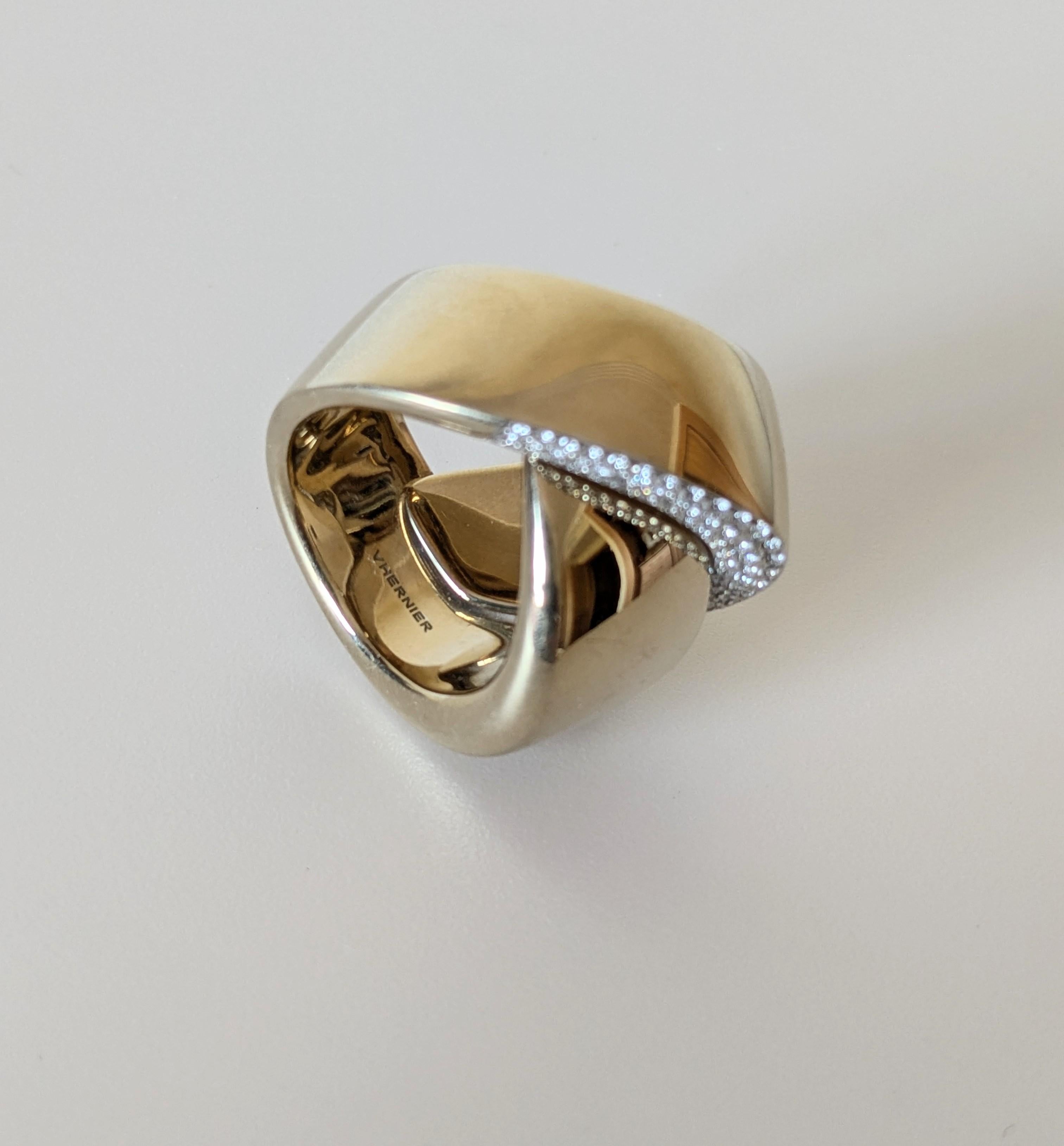 Vhernier Eclisse 18k gold ring with pavé diamonds im Angebot 3