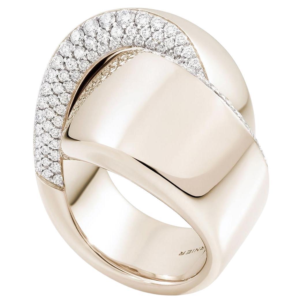 Vhernier Eclisse 18k gold ring with pavé diamonds