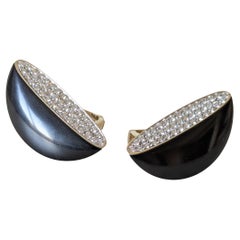 Vhernier  Eclisse black jet  18k Gold and diamonds clip earrings