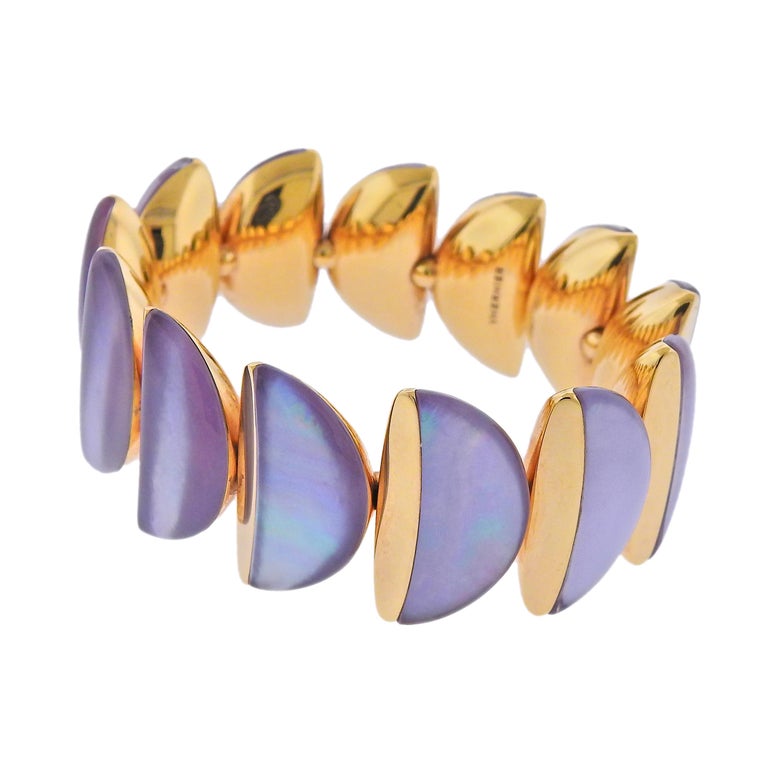 18k rose gold Eclisse bracelet by Vhernier with siderite gemstones.  Bracelet will fit approx. 7