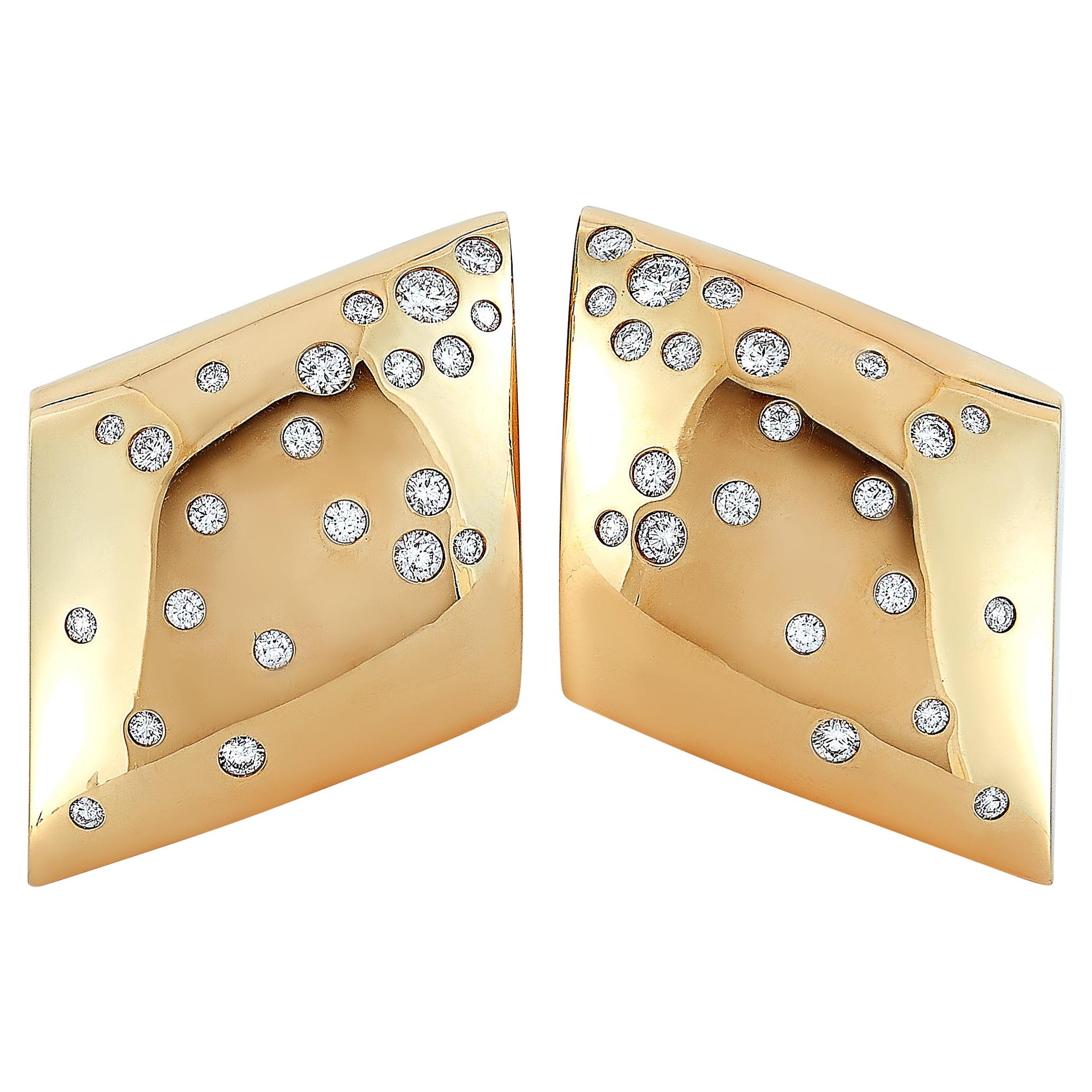 Vhernier Fibula 18 Karat Rose Gold and 1.21 Carat Diamond Earclips