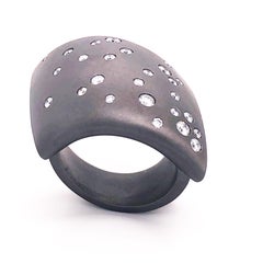 Vhernier Fibula Collection White Diamond Titanium Cocktail Ring