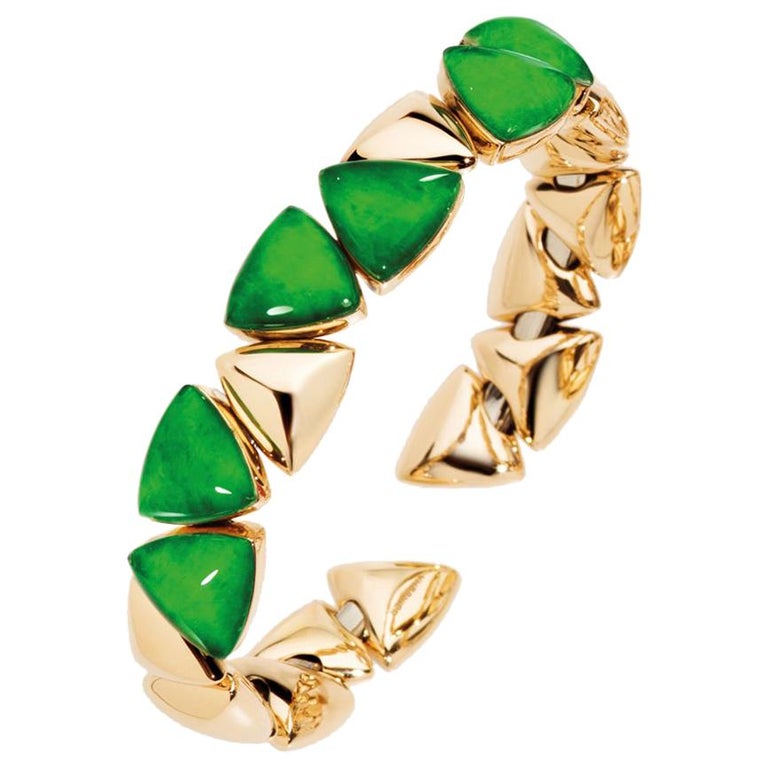 Vhernier Freccia Bracelet 18 Karat Yellow Gold and Jade Rock Crystal ...