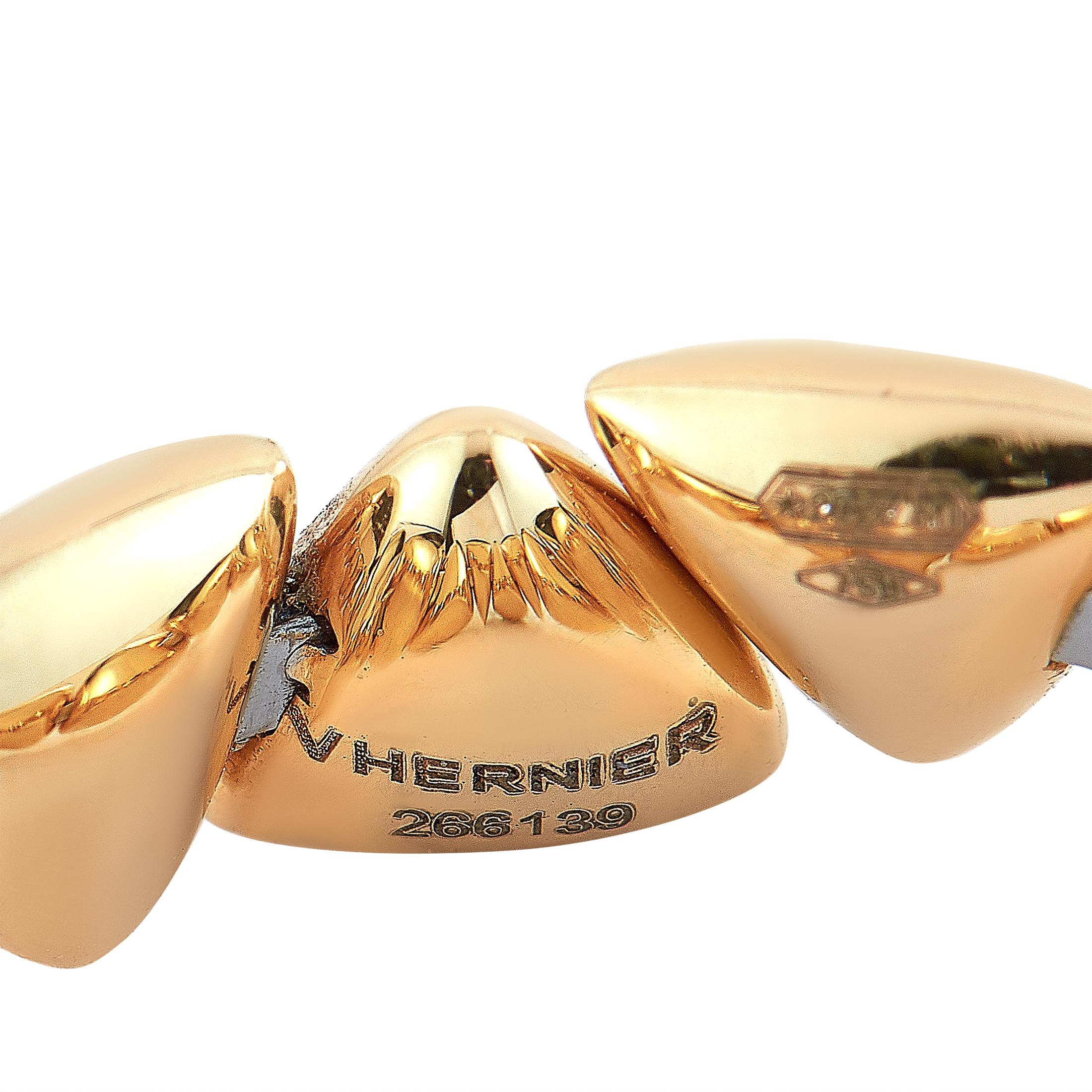 Vhernier Freccia Micro 18 Karat Rose Gold Titanium Jade and Rock Crystal Ring In New Condition In Southampton, PA