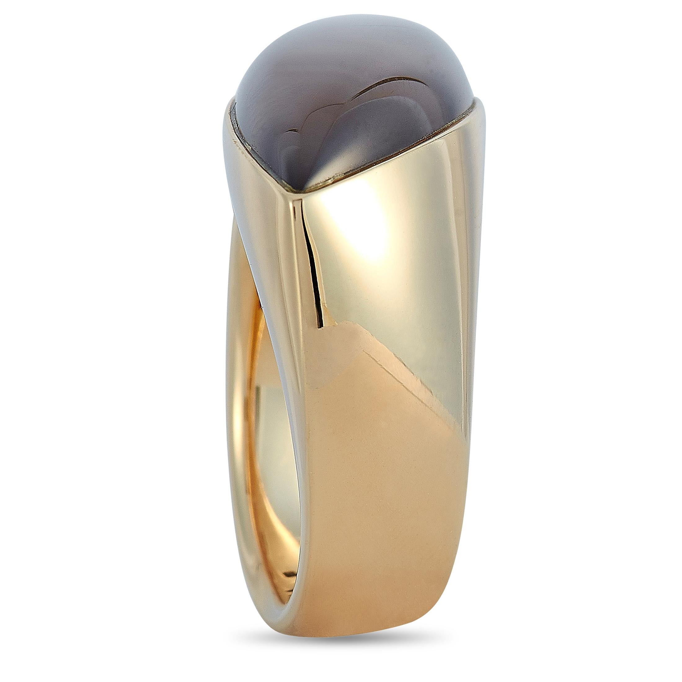 Vhernier Fuseau 18 Karat Rose Gold Smoky Quartz and Mother of Pearl Ring In New Condition In Southampton, PA