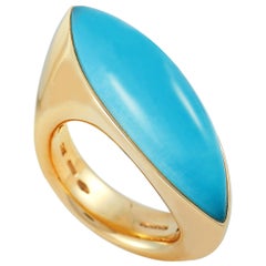 Vhernier Fuseau Piccolo 18 Karat Rose Gold Turquoise and Rock Crystal Ring