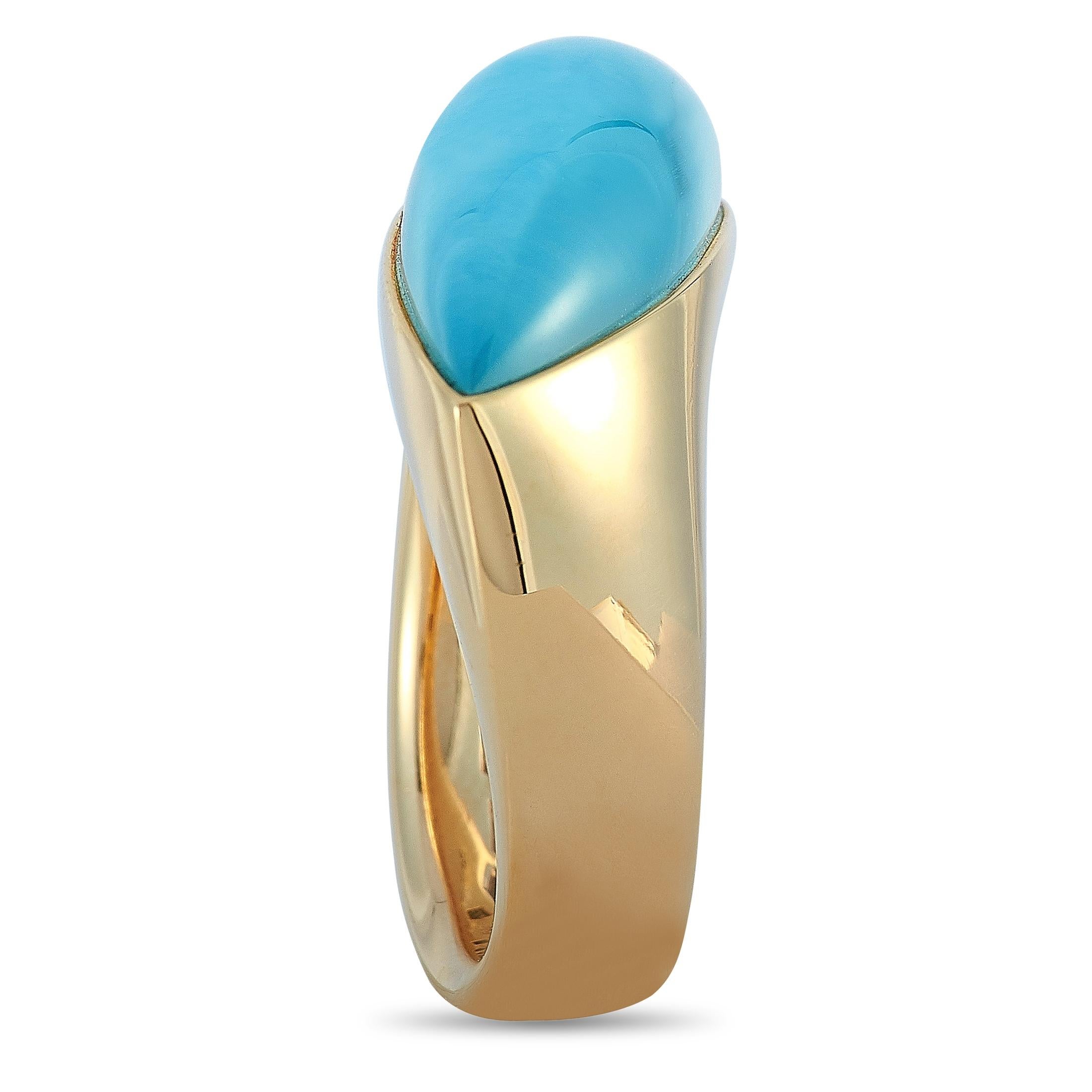 Mixed Cut Vhernier Fuseau Piccolo 18 Karat Rose Gold Turquoise and Rock Crystal Ring