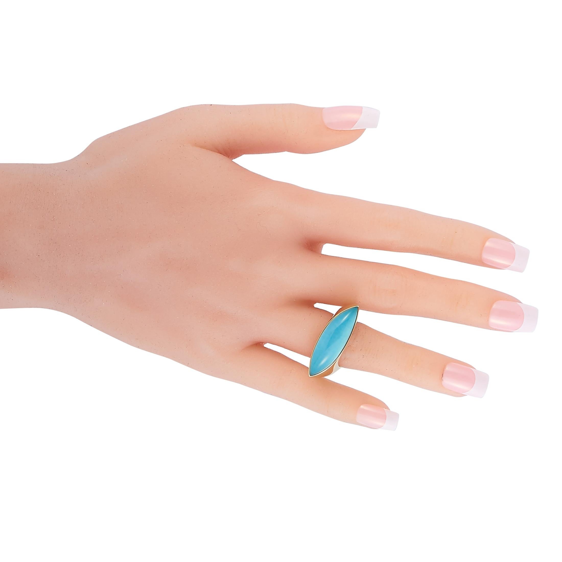 Women's Vhernier Fuseau Piccolo 18 Karat Rose Gold Turquoise and Rock Crystal Ring