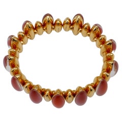 Vhernier Fuseau Red Carnelian Rock Crystal Gold Bracelet