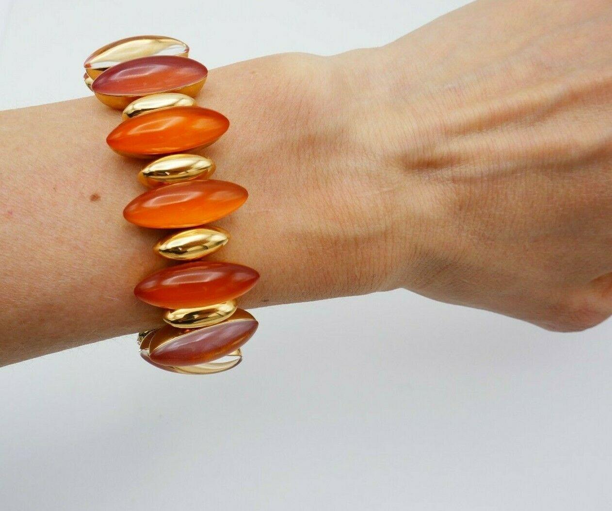 Goldarmband aus rotem Karneol-Bergkristall von Vhernier Fuseau (Cabochon) im Angebot