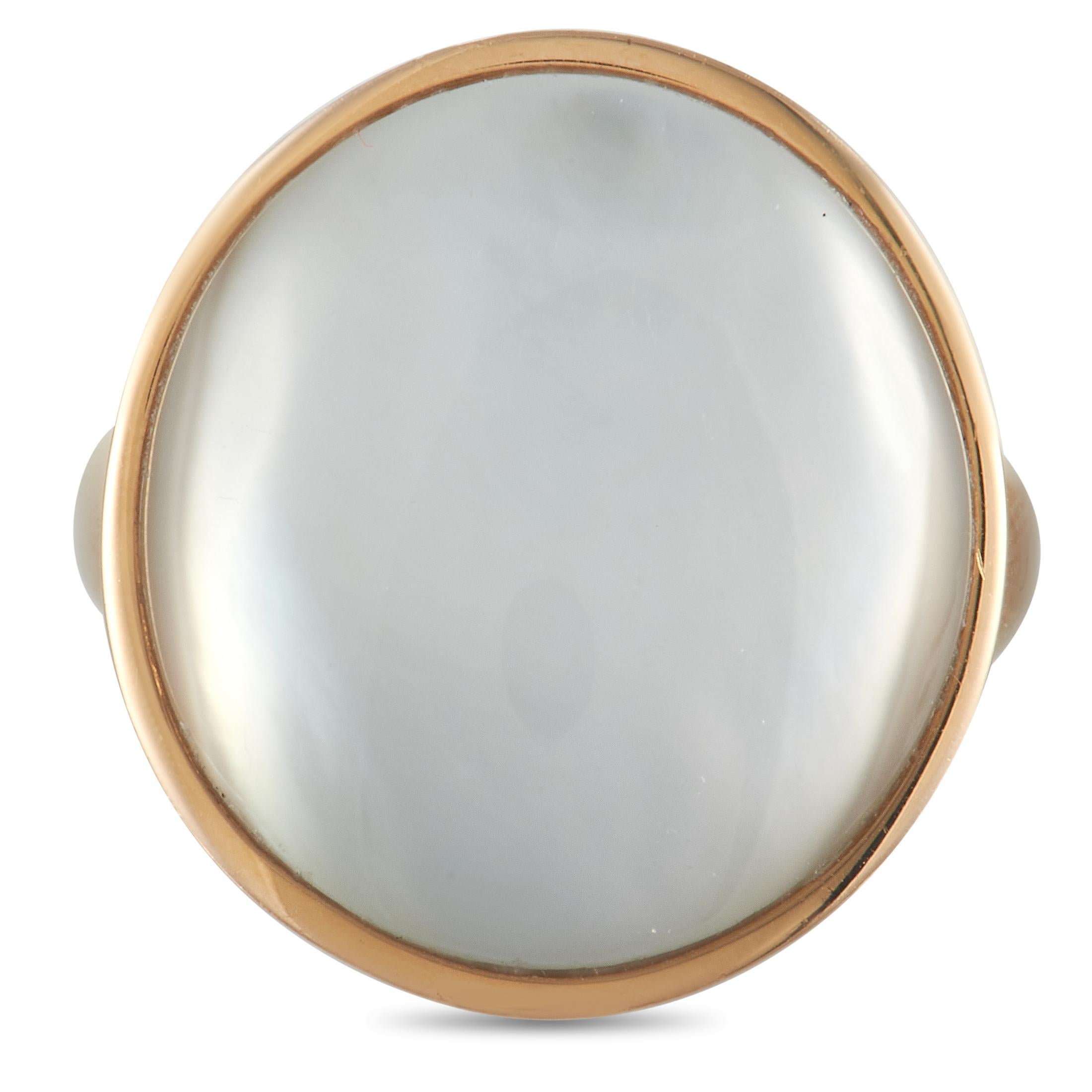 Vhernier Giotto 18K Rose Gold Mother of Pearl Ring In Excellent Condition In Southampton, PA