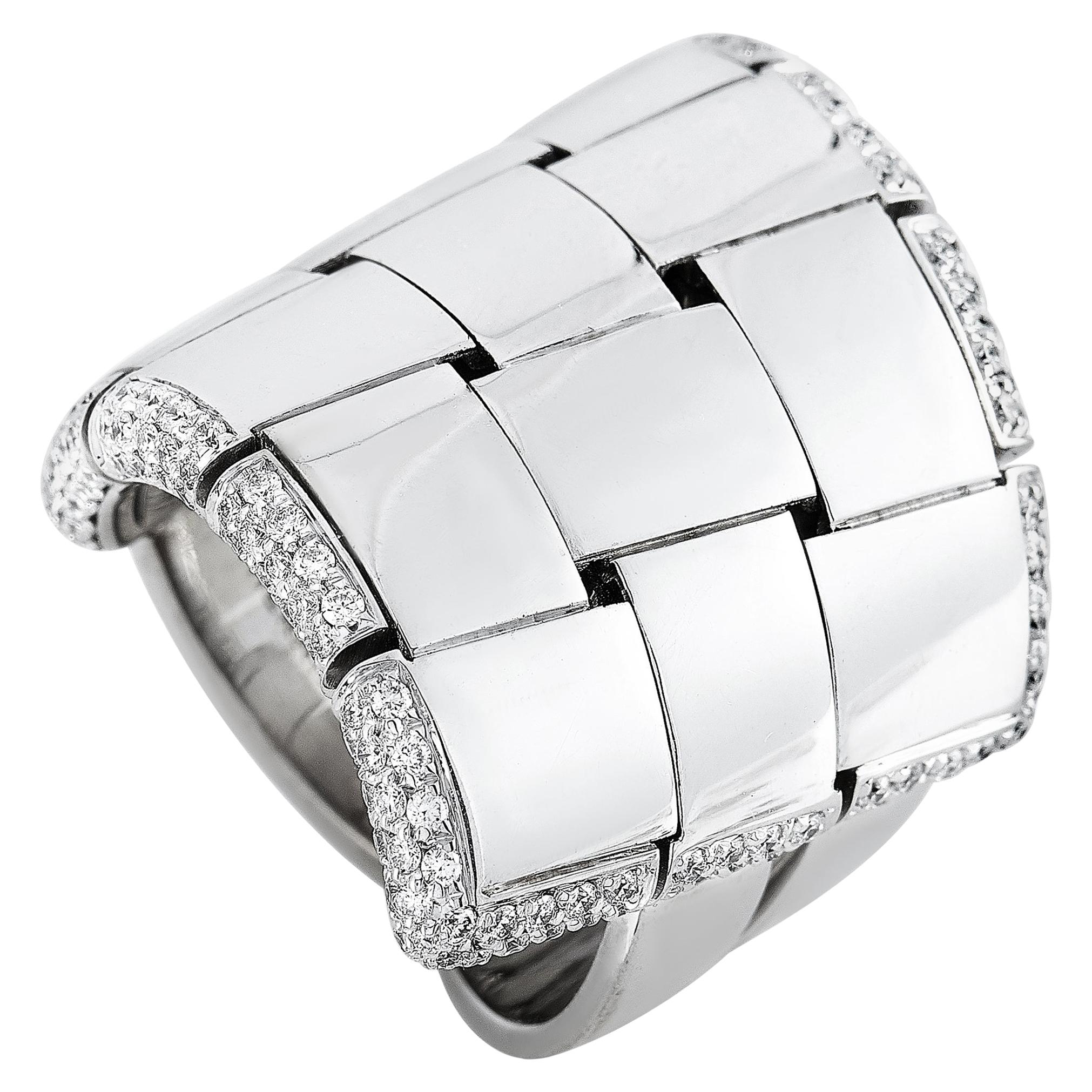 Vhernier Giunco Due 18 Karat White Gold 0.92 Carat Diamond Ring