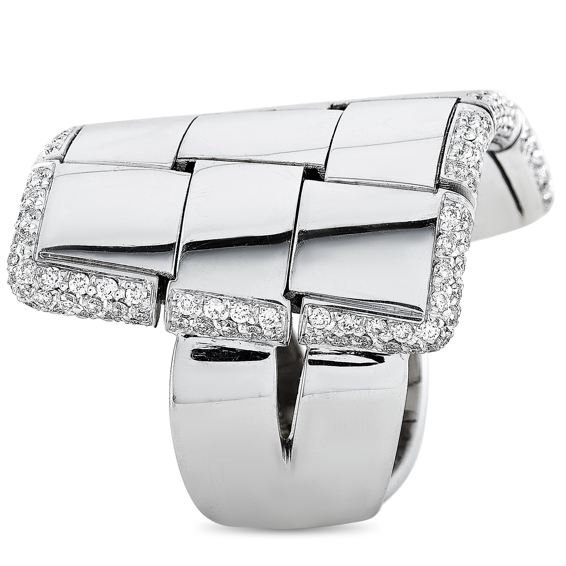 Vhernier Giunco Due 18 Karat White Gold 0.92 Carat Diamond Ring In New Condition In Southampton, PA