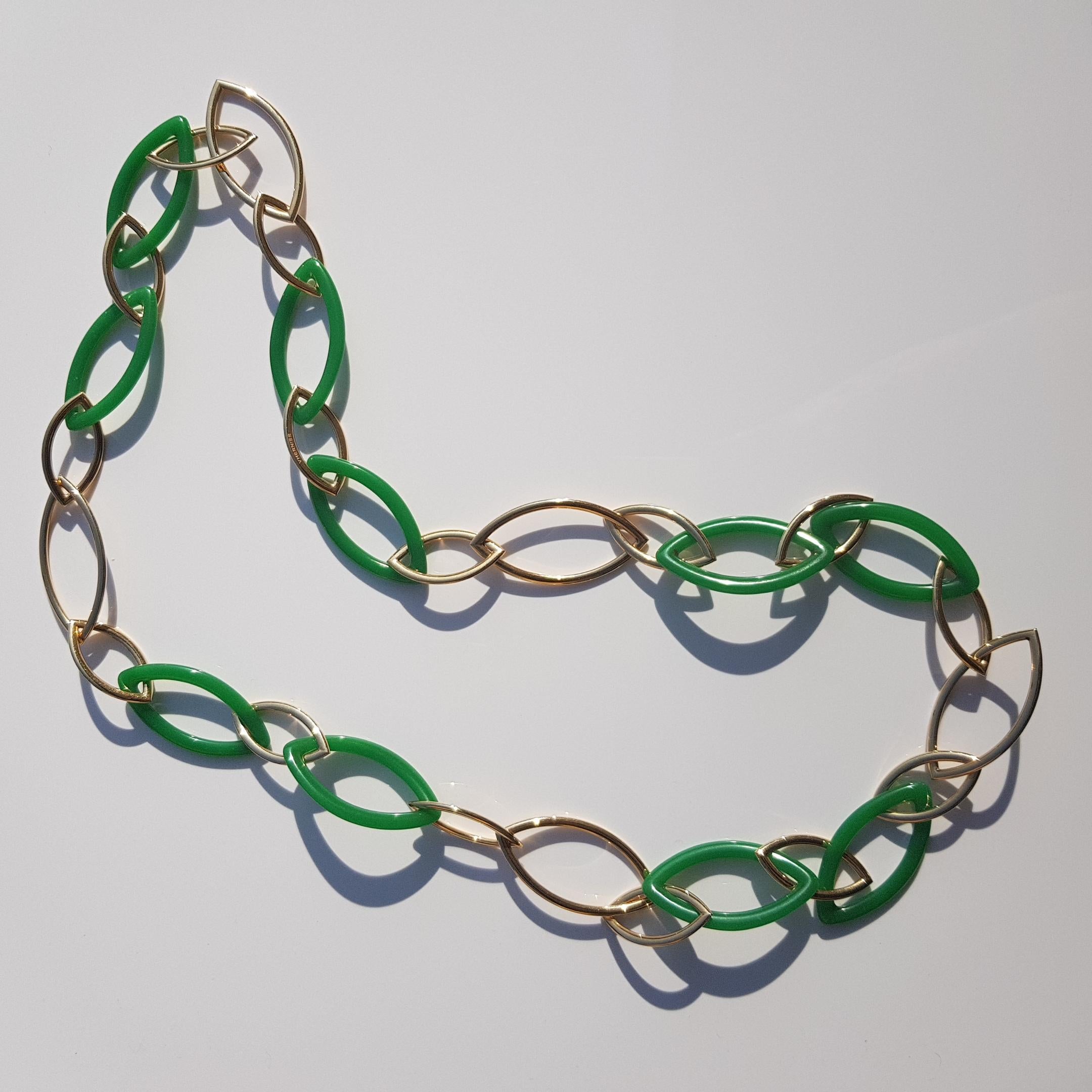 Modern Vhernier Jade and 18 Karat Red Gold Pop Neclace For Sale