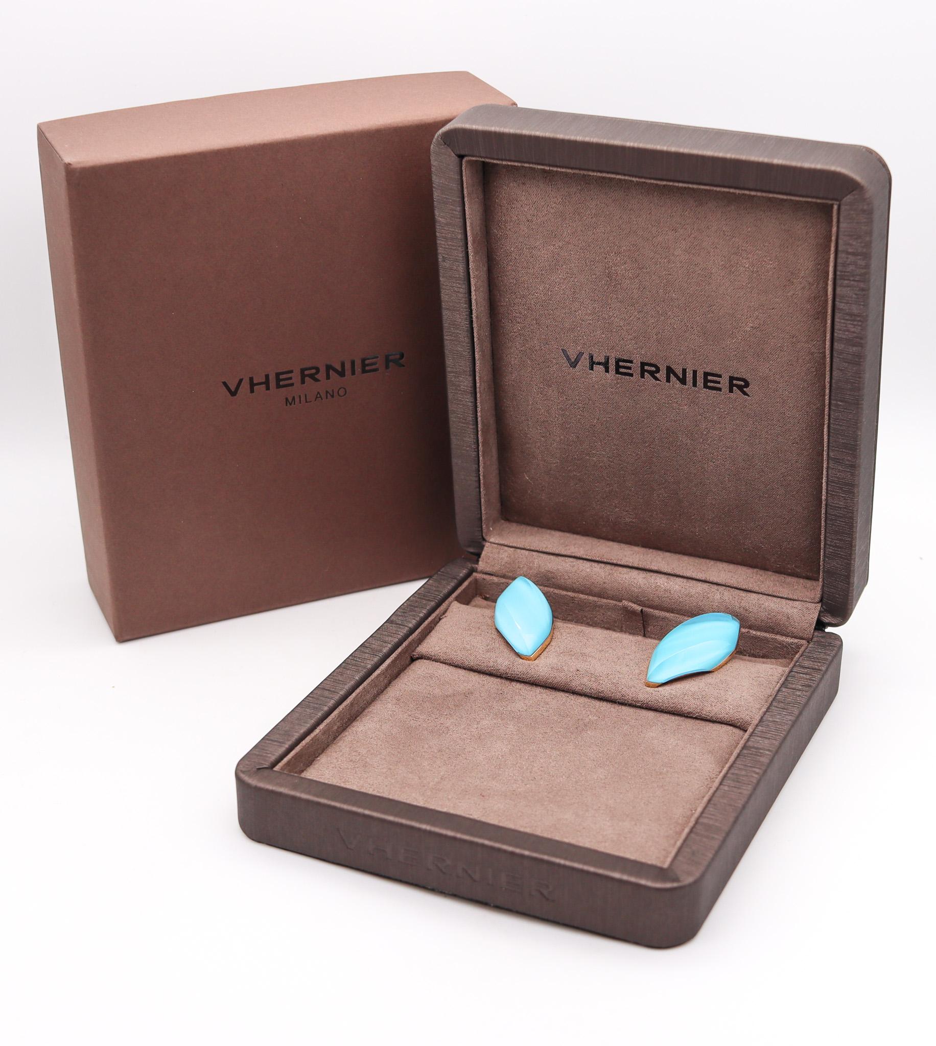 Vhernier Milano Aladino Clip On Earrings In 18Kt Yellow Gold With Blue Quartz 1