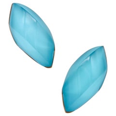 Vhernier Milano Boucles d'oreilles Clips en or jaune 18Kt avec quartz bleu