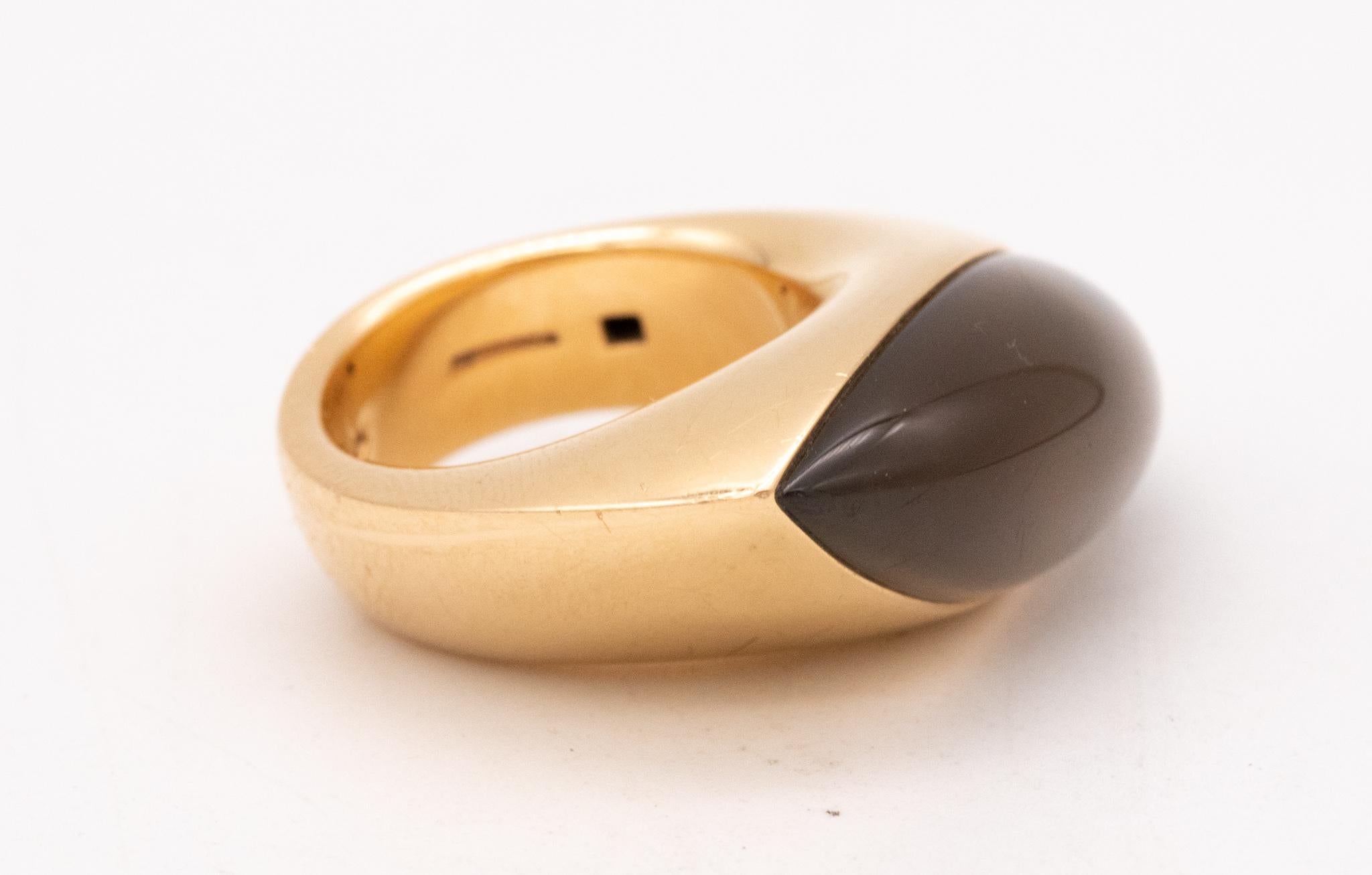 Vhernier Milano Fuseau Geometric Cocktail Ring in 18Kt Yellow Gold Nacre Quartz 2