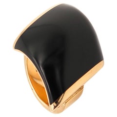 Vintage Vhernier Milano Large Sculptural Fibula Cocktail Ring in Solid 18kt Yellow Gold