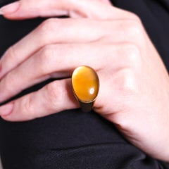 Vhernier Milano Oliva Cocktail Ring Solid 18Kt Gold With Oval Opalescent Quartz
