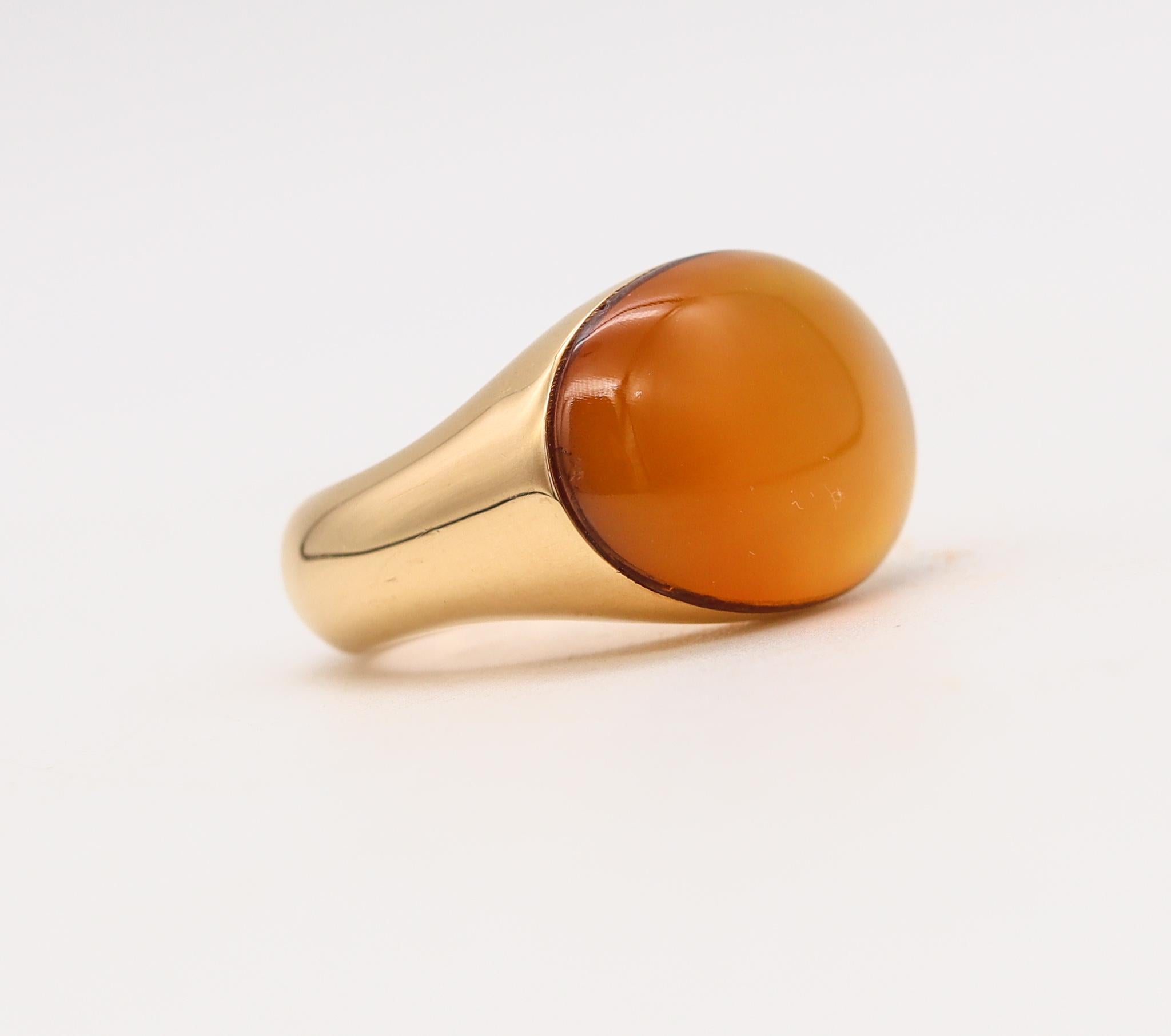 Cabochon Vhernier Milano Oliva Cocktail Ring Solid 18Kt Gold With Oval Opalescent Quartz