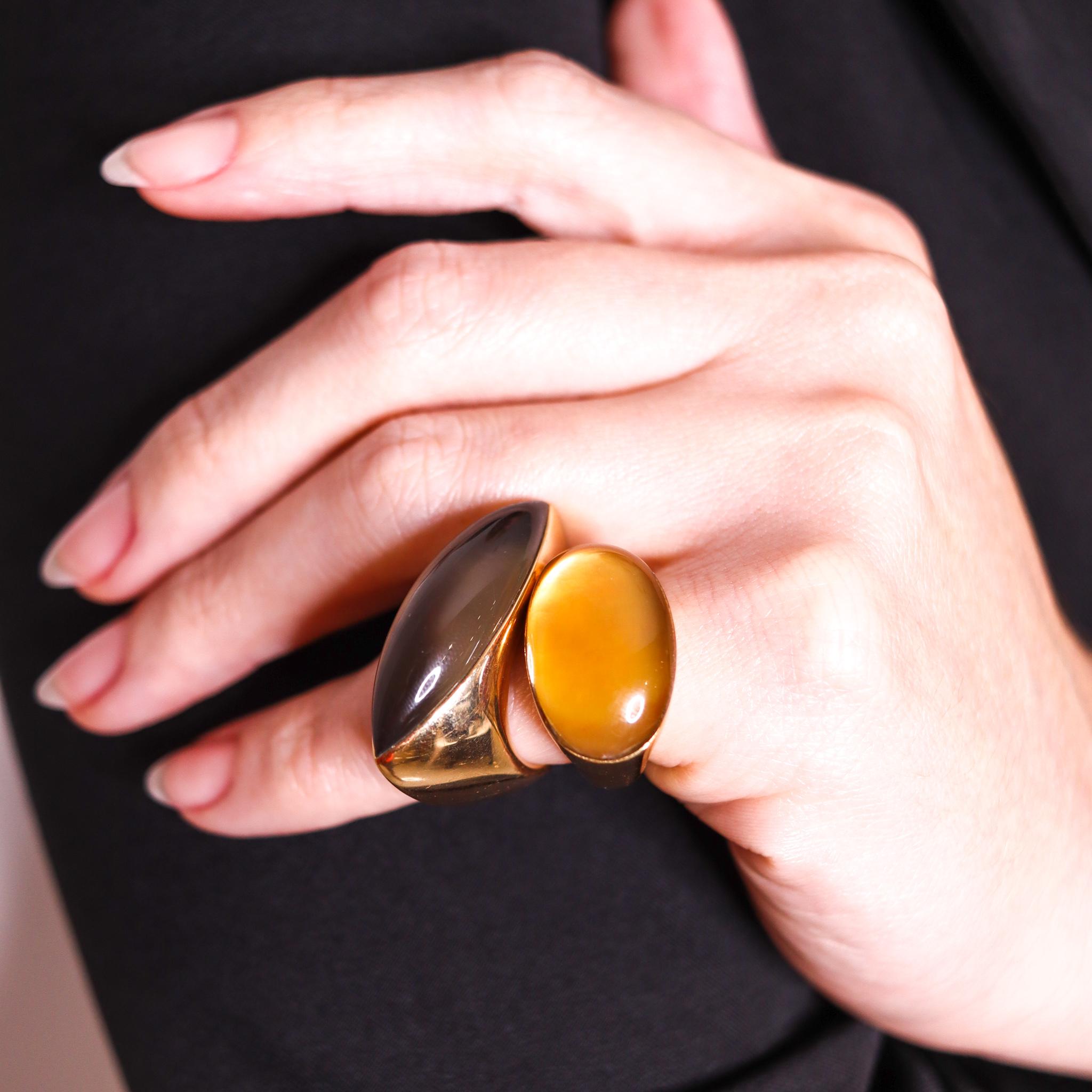 Vhernier Milano Oliva Cocktail Ring Solid 18Kt Gold With Oval Opalescent Quartz 1