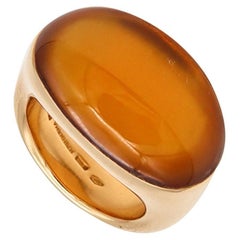 Vhernier Milano Oliva Cocktail Ring Solid 18Kt Gold With Oval Opalescent Quartz