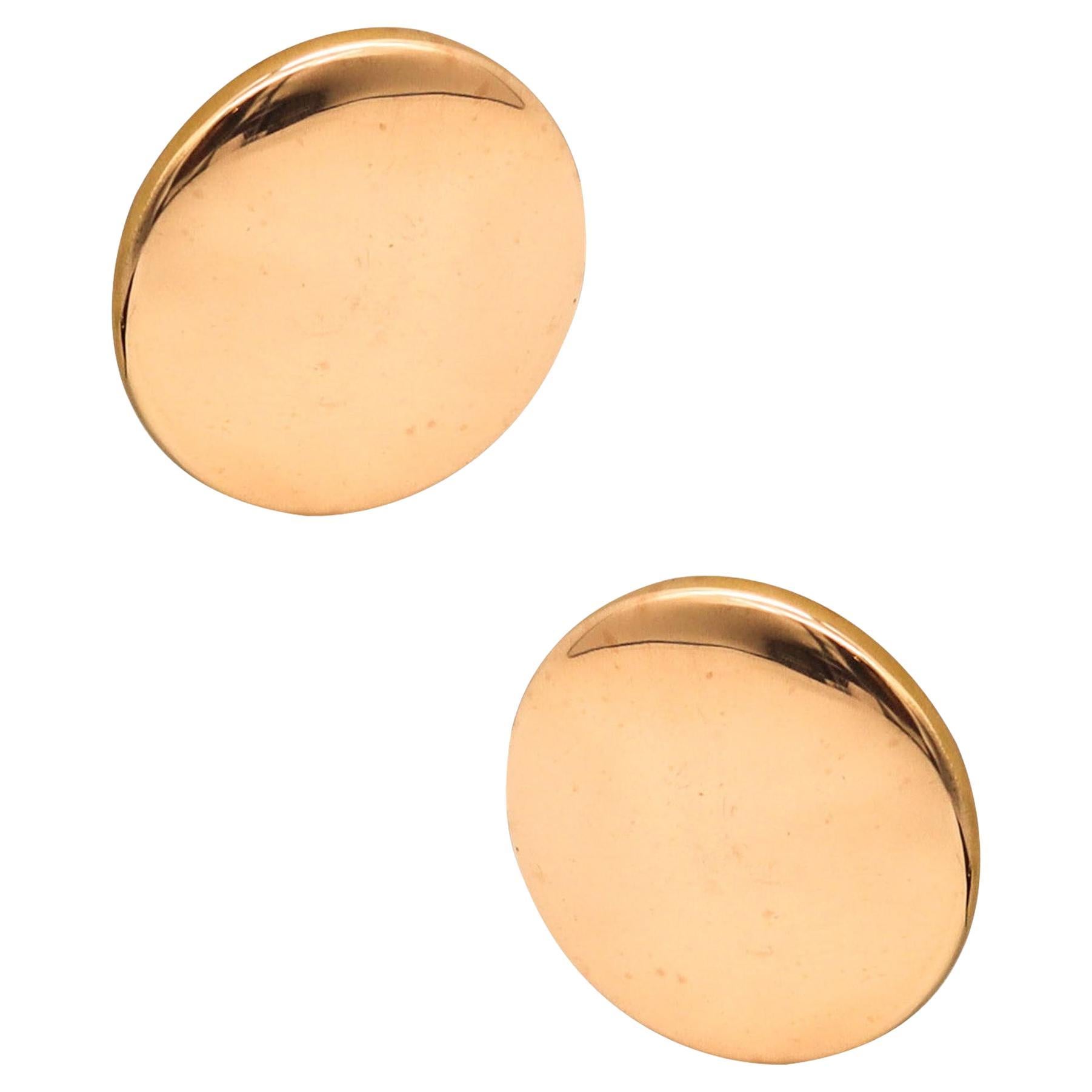 Vhernier Milano Oversized Sculptural Round Clip On Earrings In 18Kt Yellow Gold For Sale