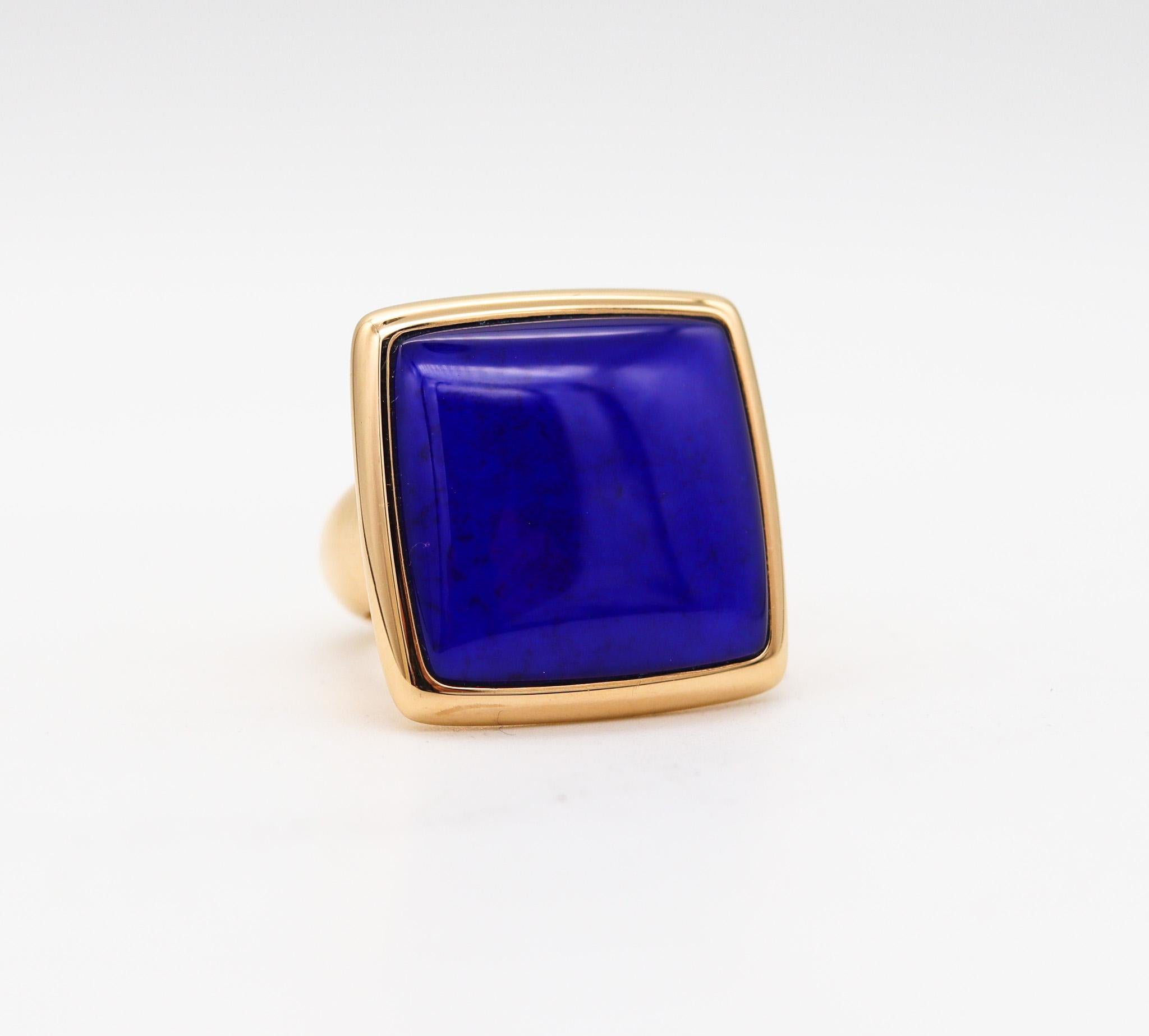 Modernist Vhernier Milano Sculptural Cocktail Ring in 18kt Yellow Gold with Lapis & Quartz For Sale